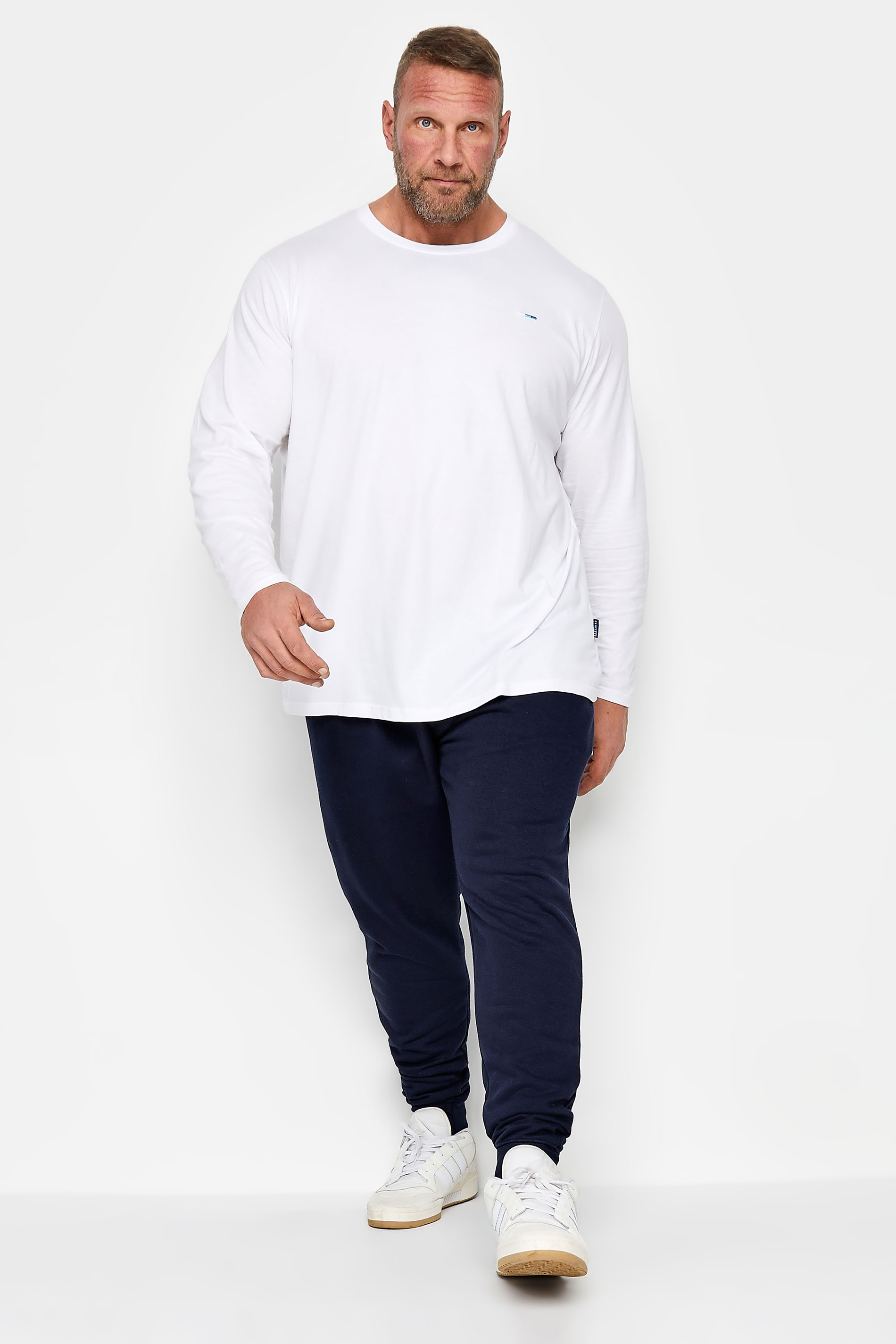 D555 Big & Tall Navy Blue Cuffed Joggers | BadRhino  1