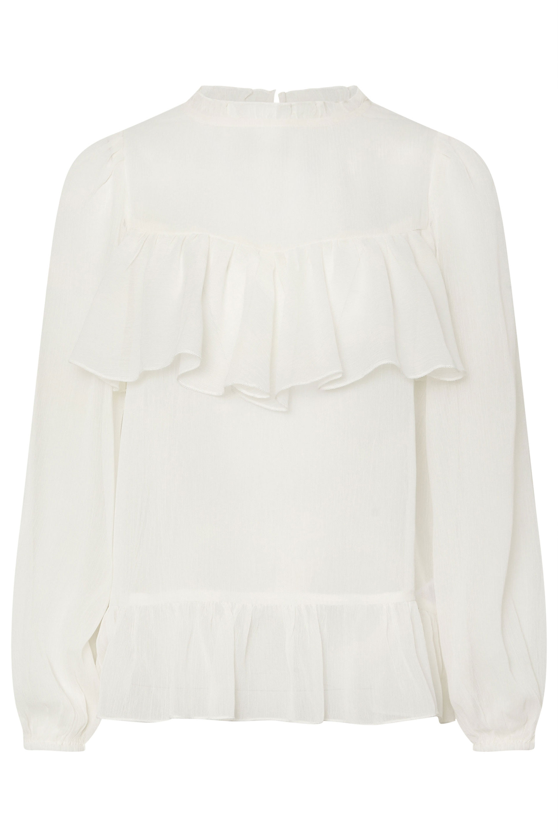 PixieGirl Petite Women's Ivory White Chiffon Frill Blouse | Long Tall Sally 7