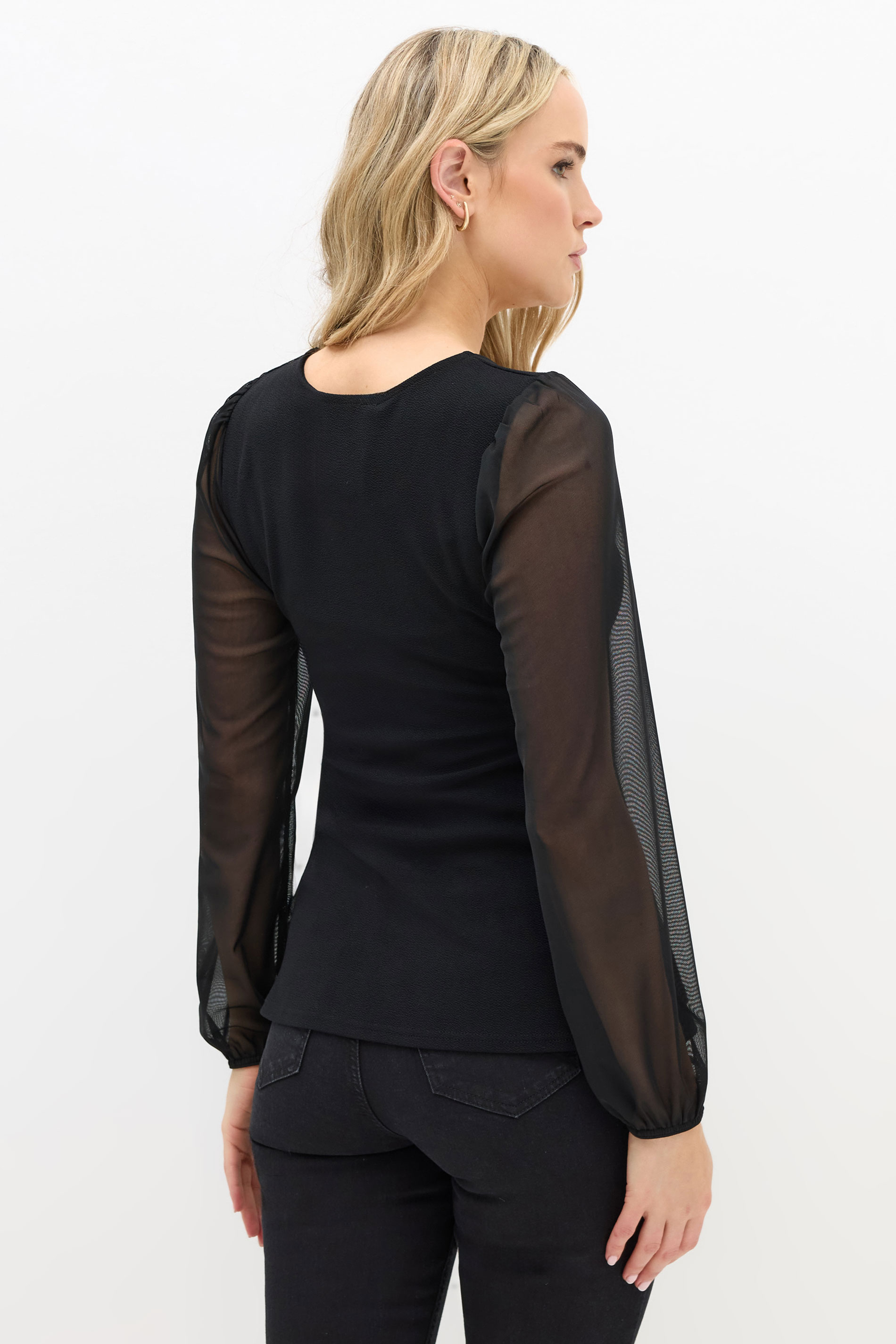 LTS Tall Black Corset Body Mesh Blouse | Long Tall Sally 4