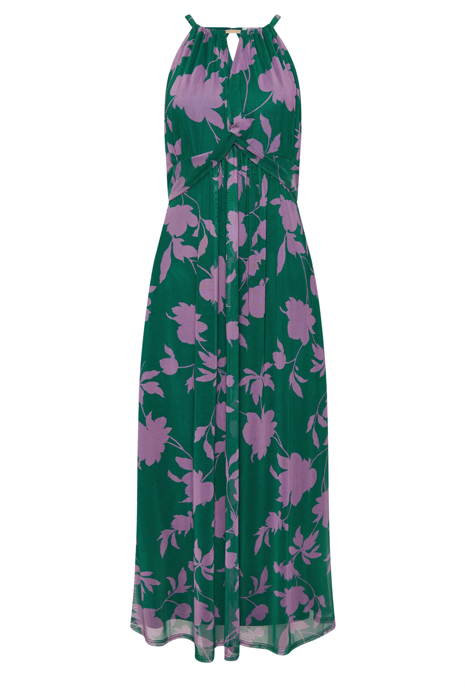 M&Co Petite Teal Mesh Knot Front Halter Neck Maxi Dress | M&Co 6