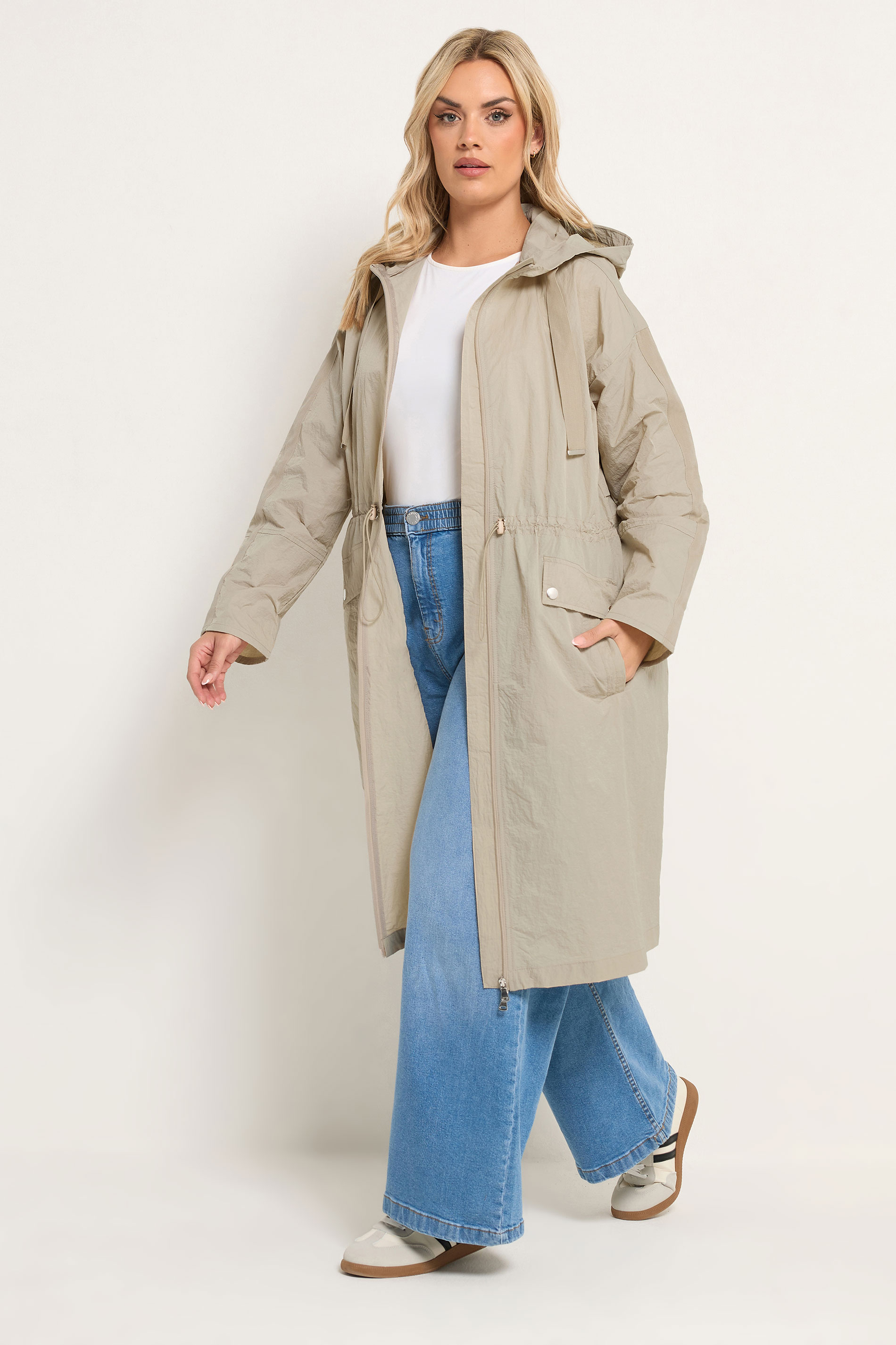 YOURS Plus Size Natural Brown Lightweight Longline Parka Jacket | Yours Clothing 1