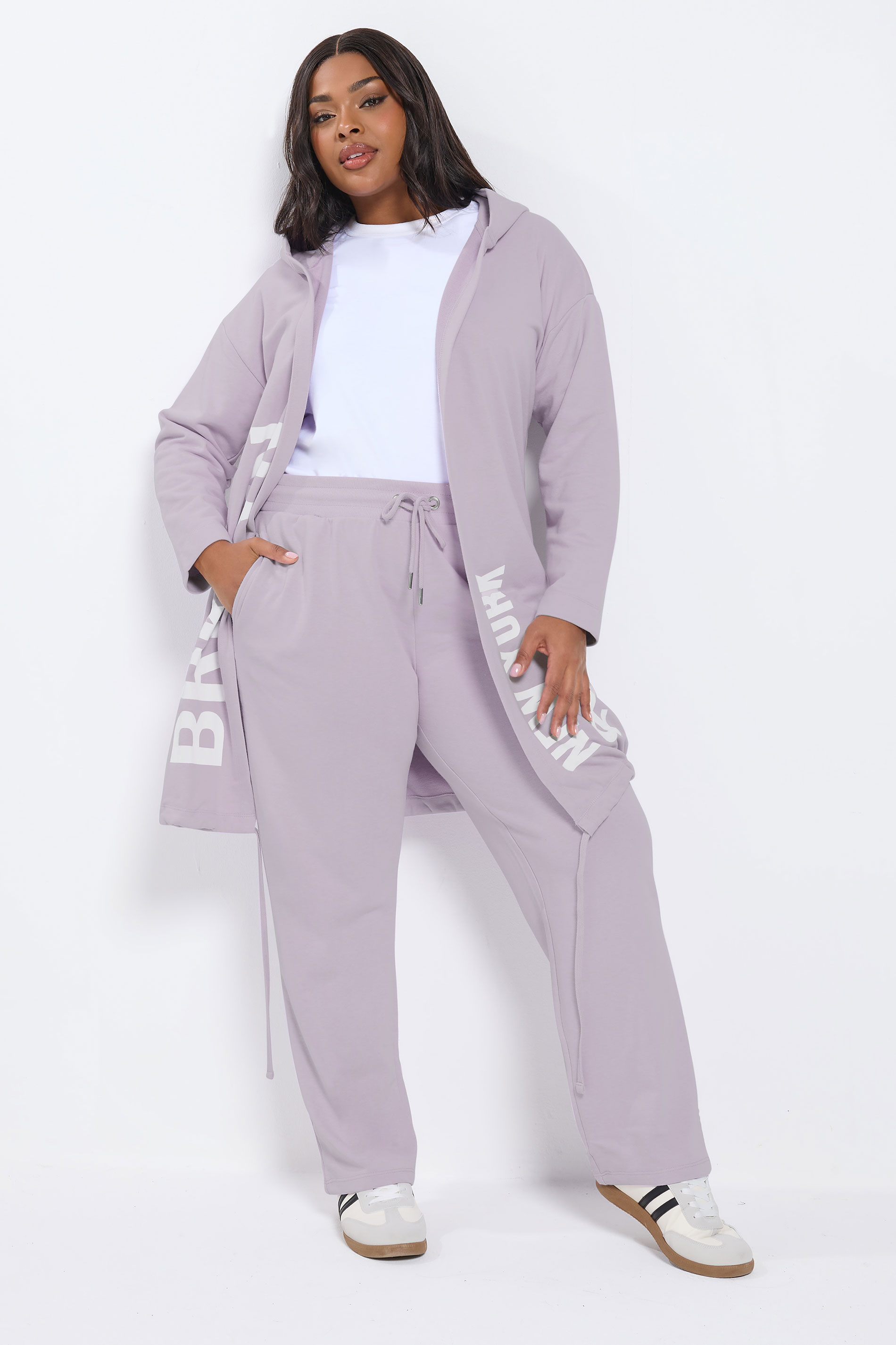YOURS Plus Size Purple Tie Waist Joggers | Yours Clothing 6