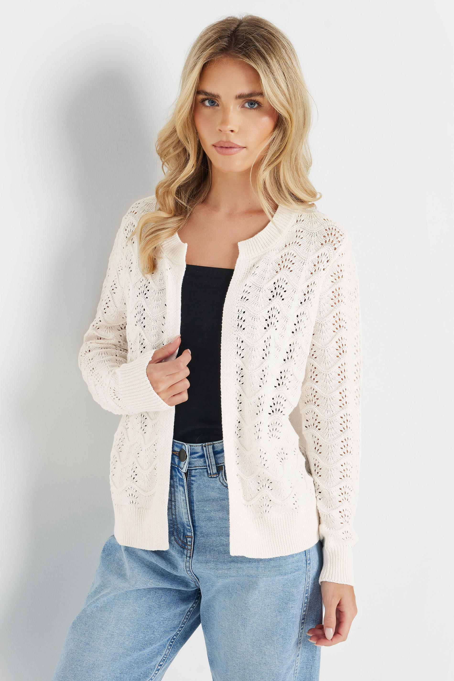 M&Co Petite Cream Pointelle Knitted Cardigan | M&Co 3