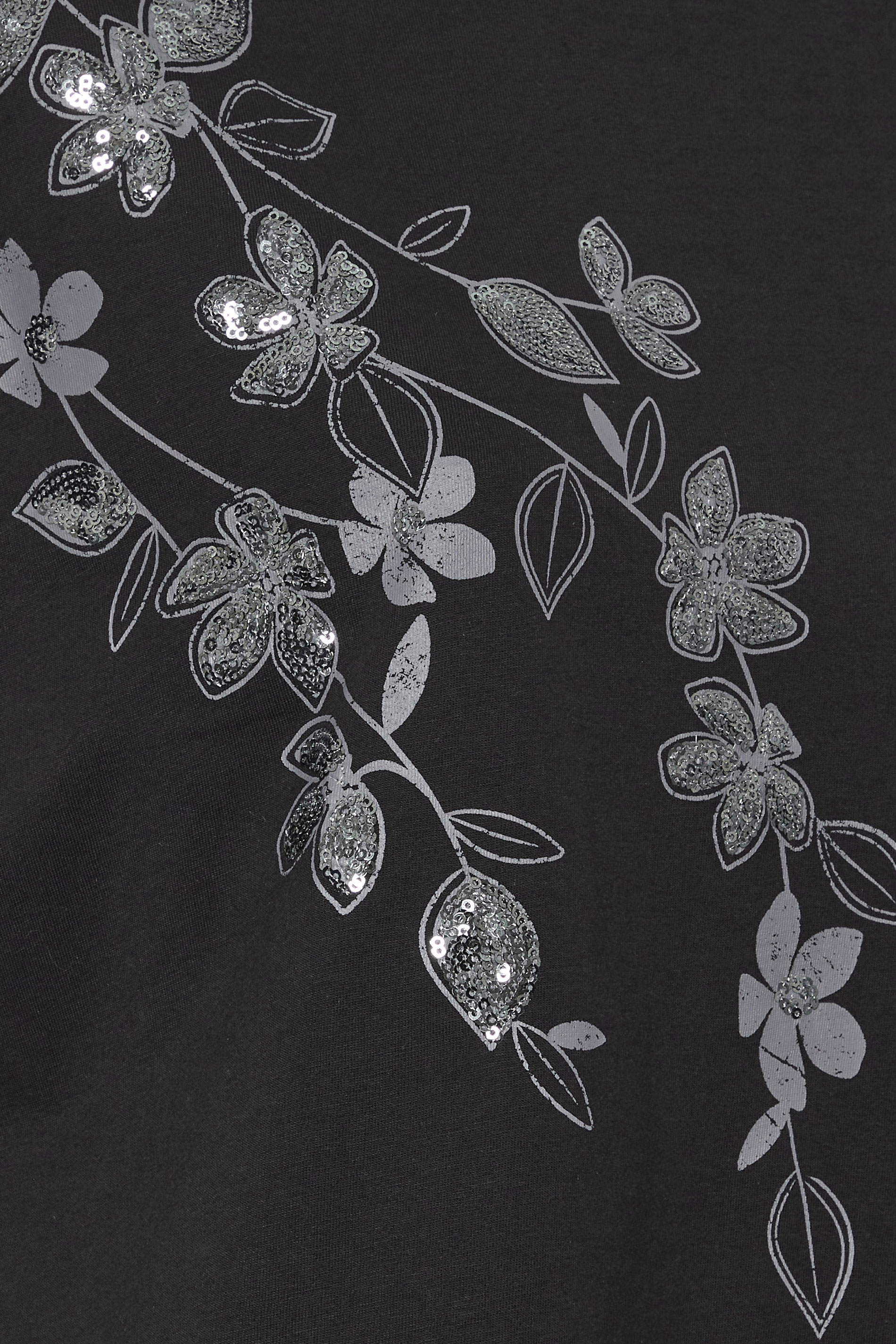 YOURS Plus Size Black Floral Oversized Sequin Top | Yours Clothing 6