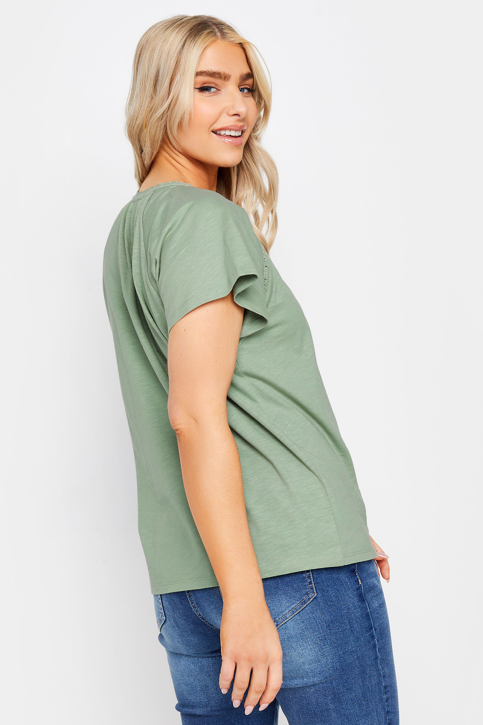 M&Co Green Lace Detail Cotton Top | M&Co 3