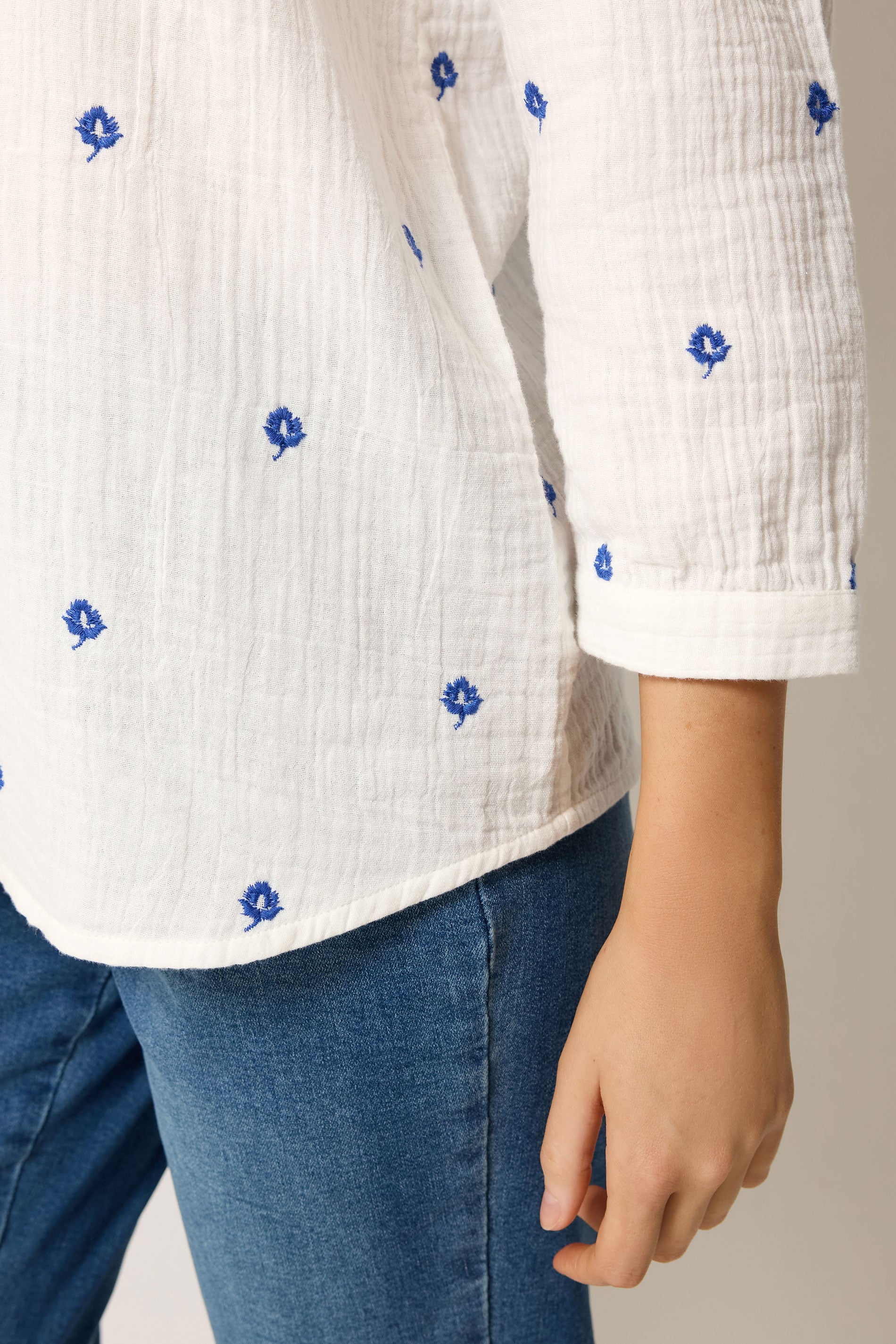 M&Co White Floral Embroidered Cotton Blouse | M&Co 5