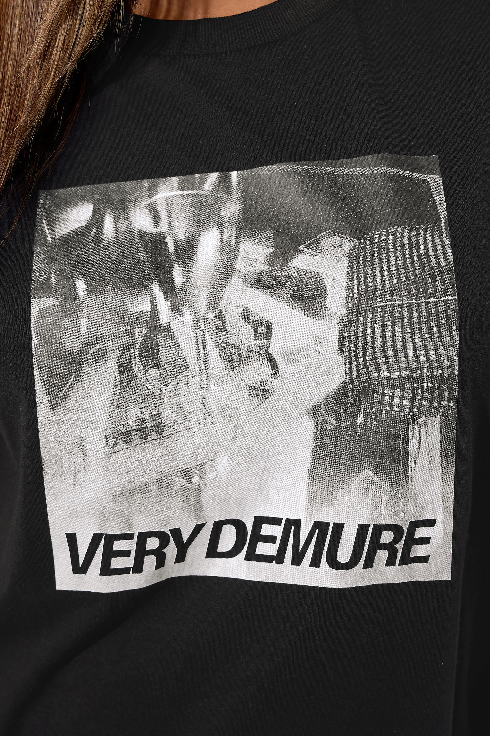 LIMITED COLLECTION Plus Size Black Sequin 'Very Demure' Graphic T-Shirt Dress | Yours Clothing 4