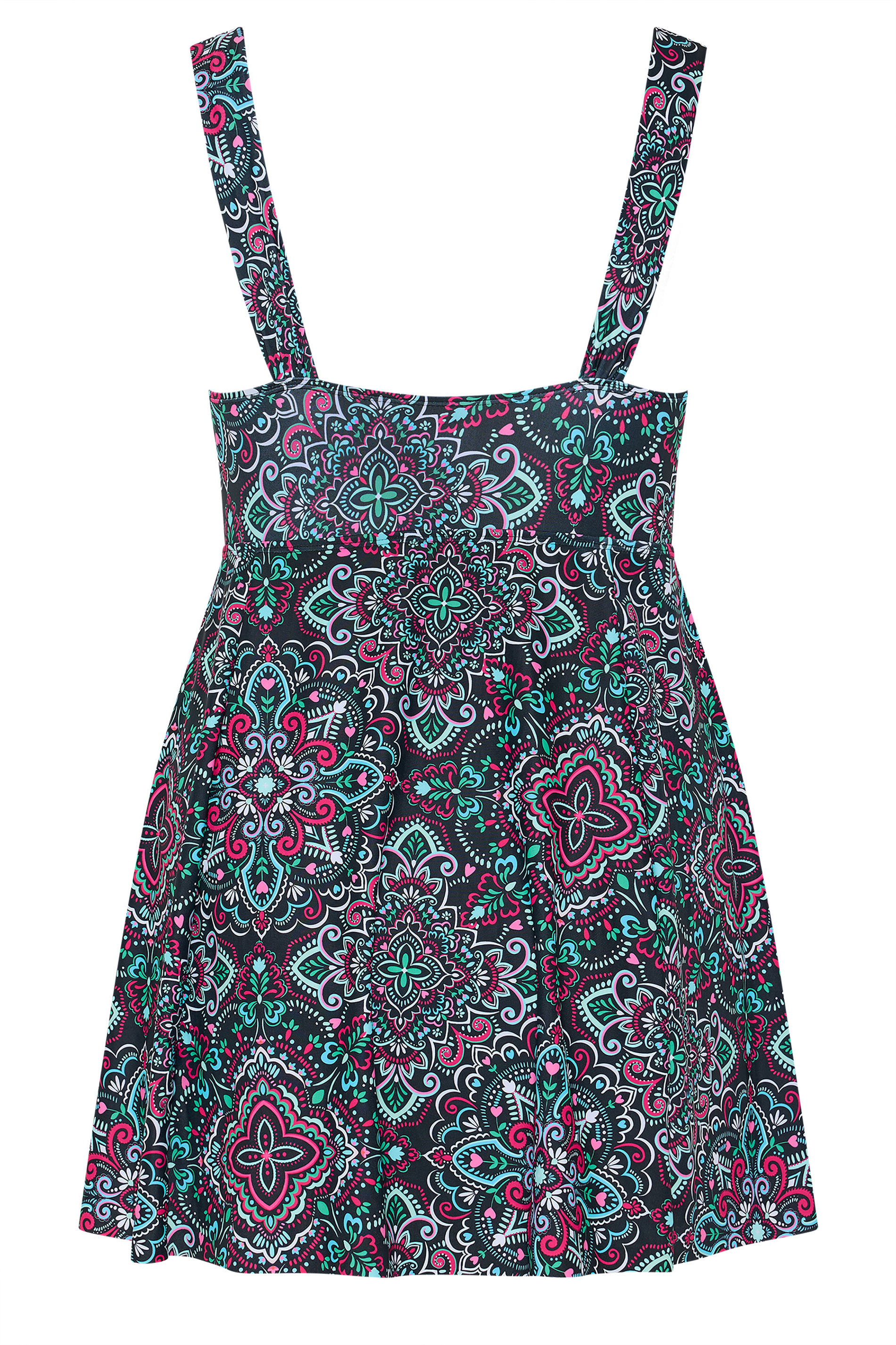 YOURS Plus Size Black Aztec Print Swim Dress | Yours Clothing 7