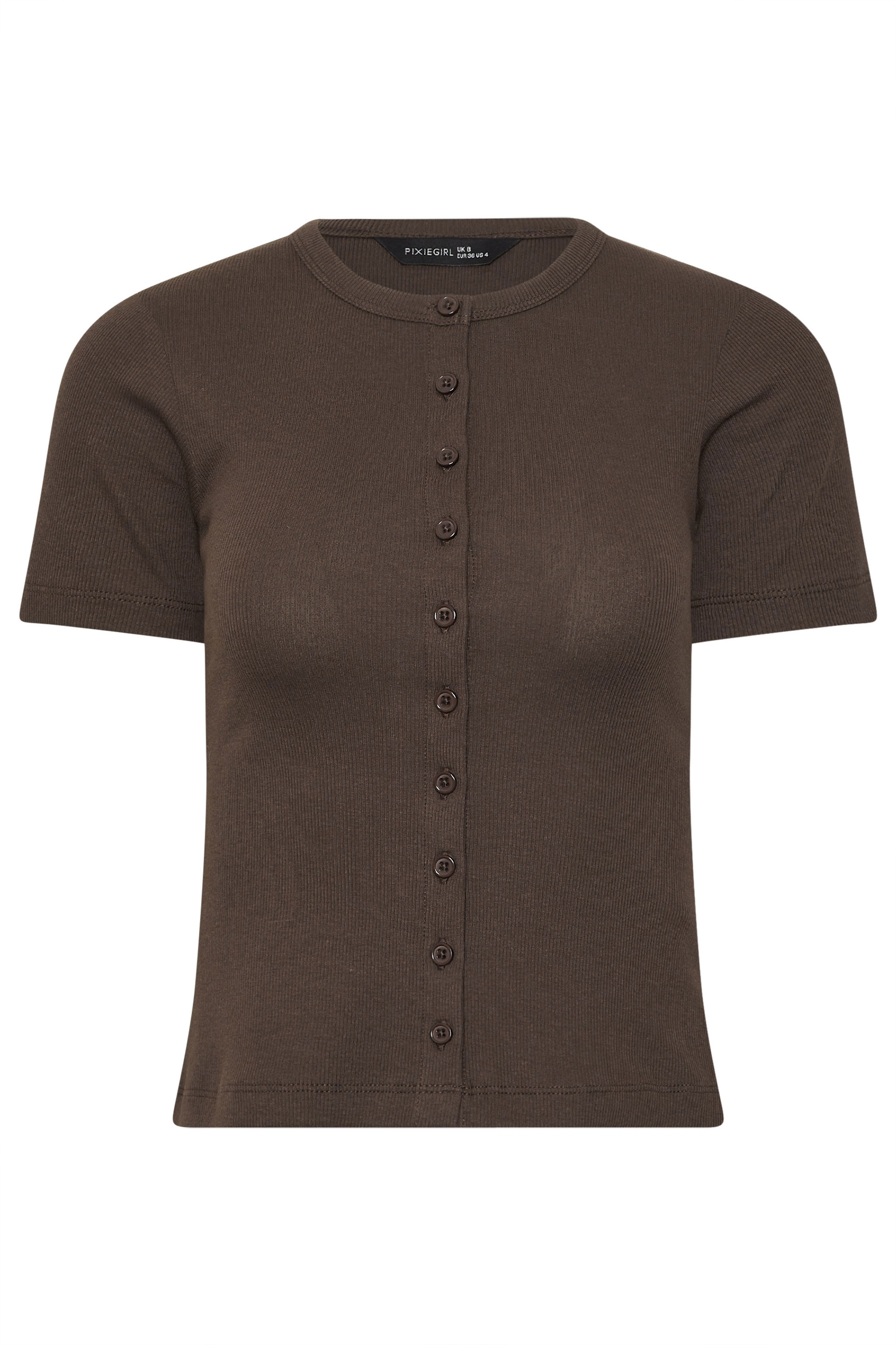 PixieGirl Petite Women's 2 PACK White and Chocolate Brown Ribbed Top | PixieGirl 8