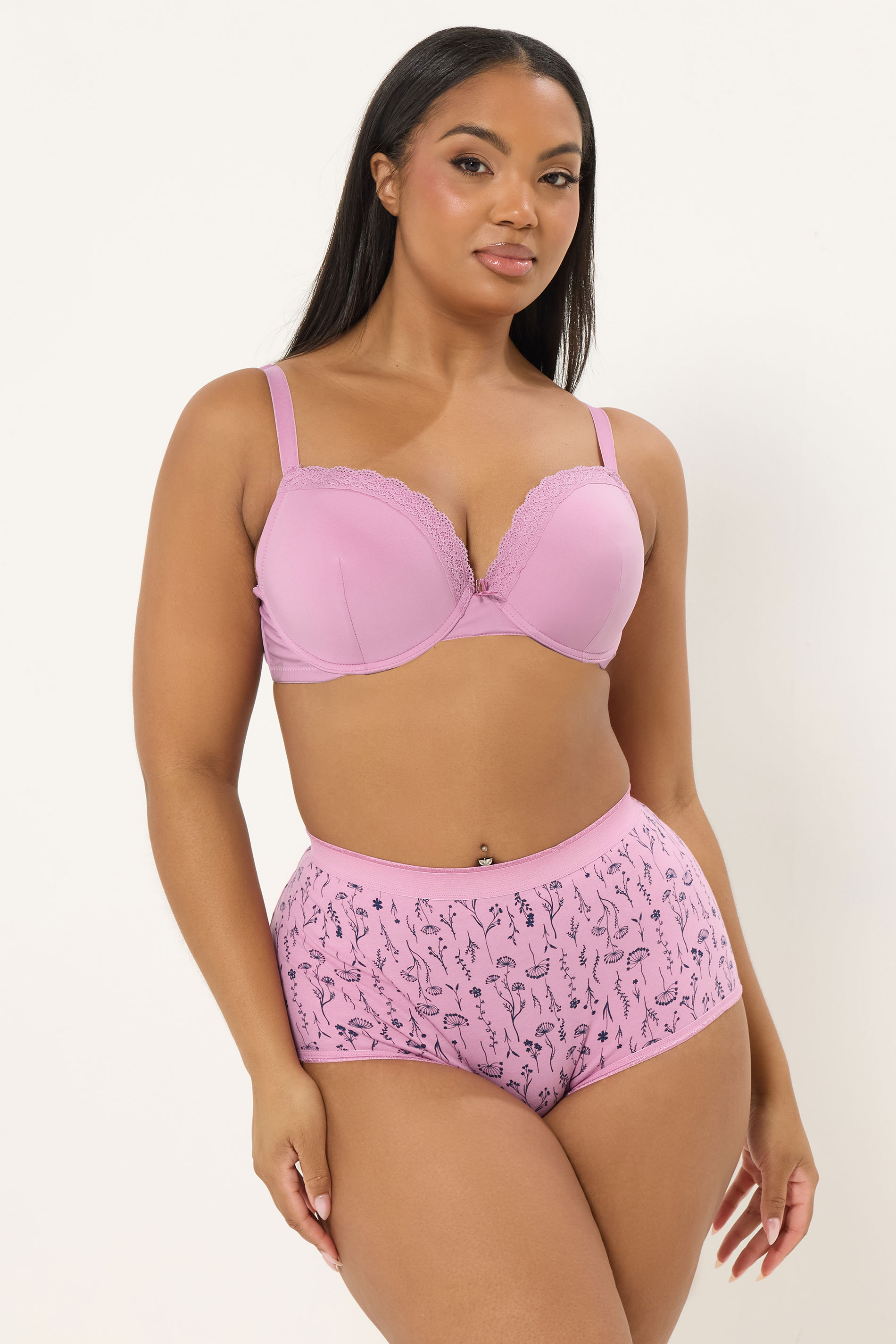 YOURSET 5 PACK Plus Size Pink & Navy Blue Floral Full Briefs | Yours Clothing 4