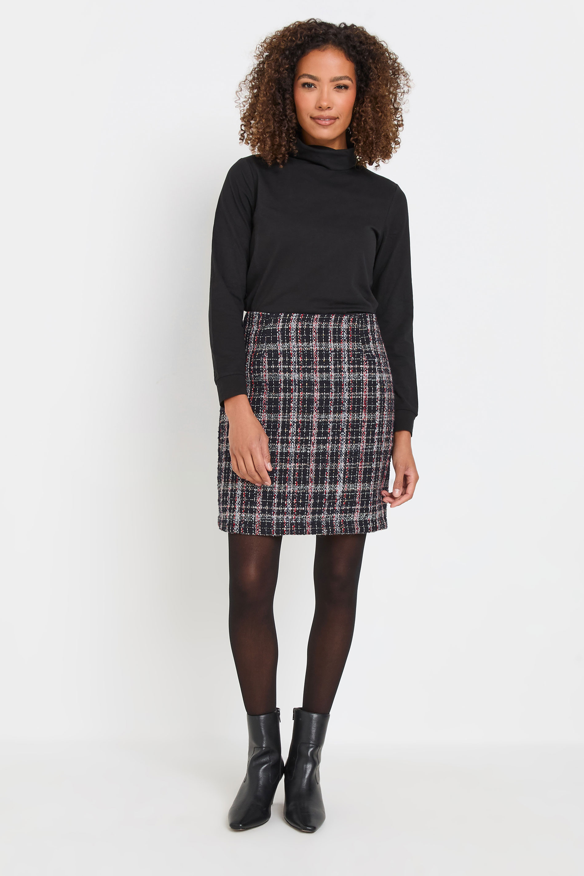 M&Co Black & Red Boucle Mini Skirt | M&Co 1