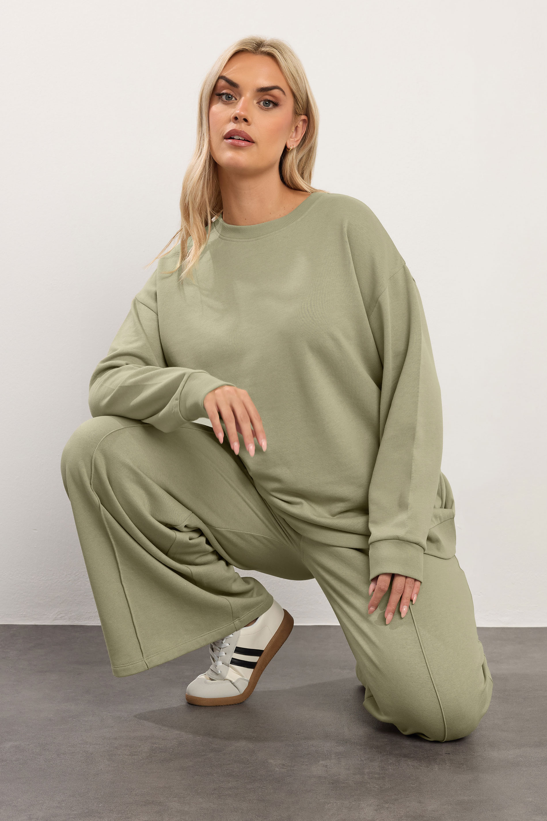 YOURS Plus Size Light Khaki Green Sweatshirt  | Yours Clothing 3