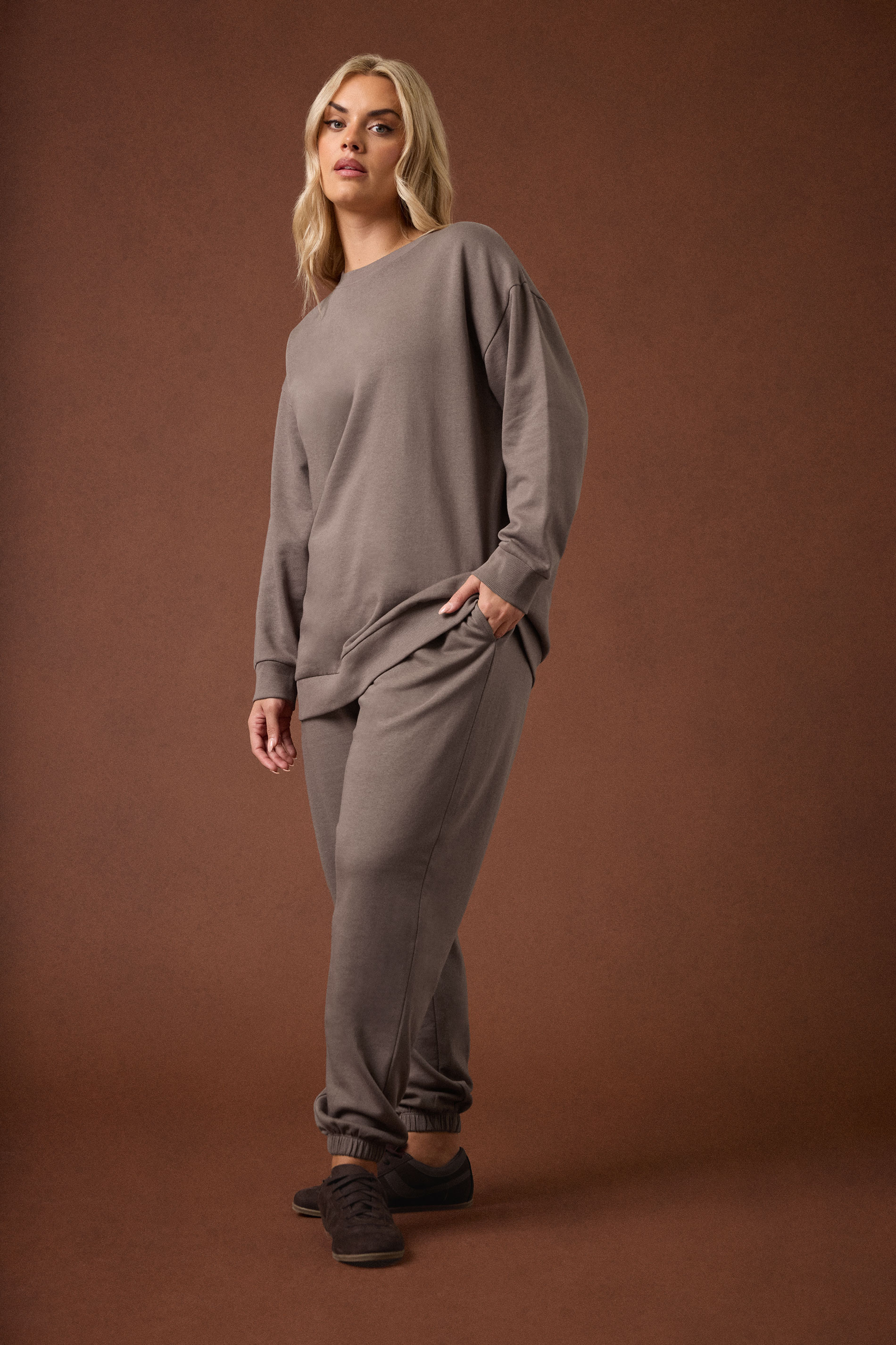 YOURS Plus Size Chocolate Brown Sweatshirt | Yours Clothing 1