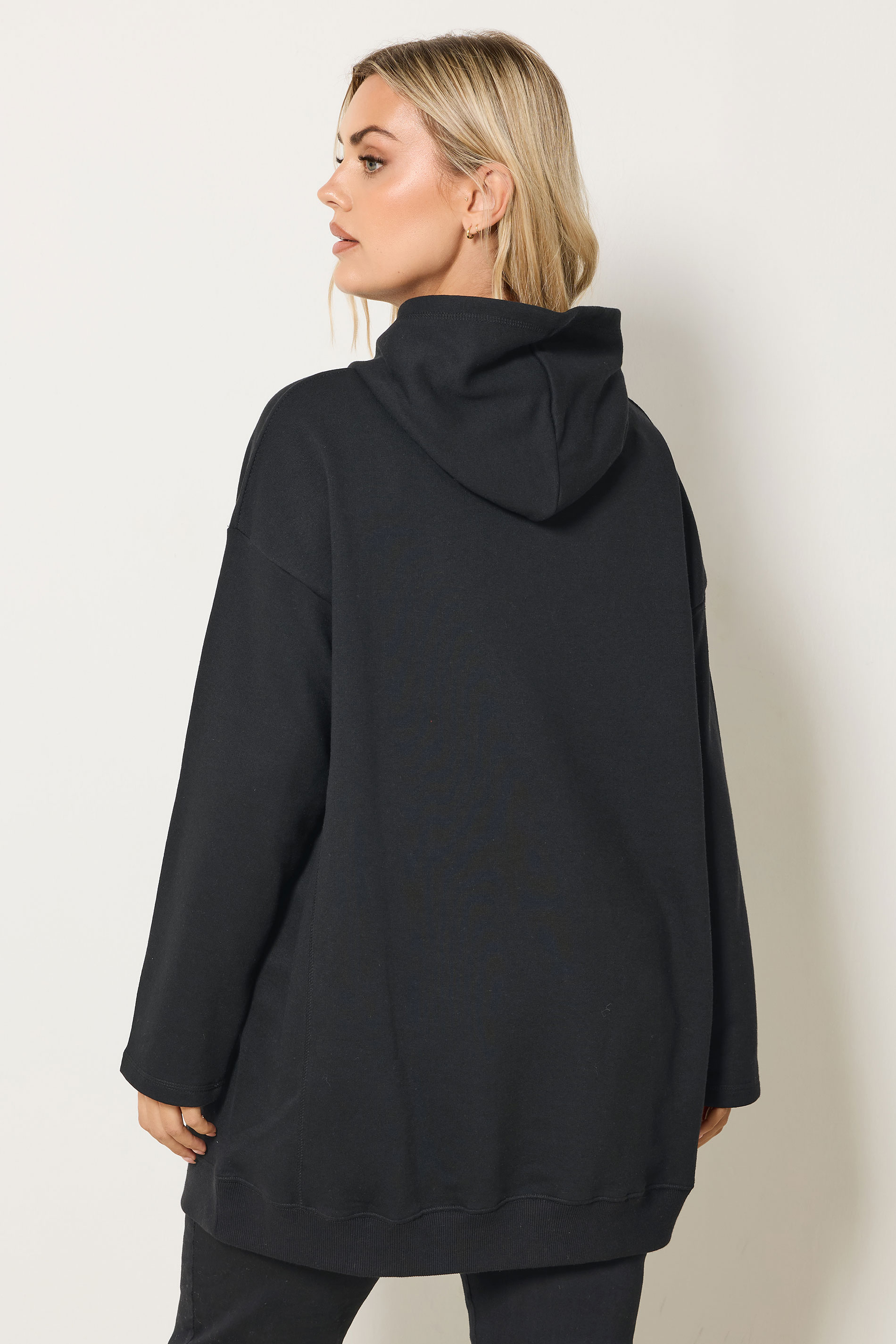YOURS Plus Size Black Seam Detail Hoodie | Yours Clothing 4