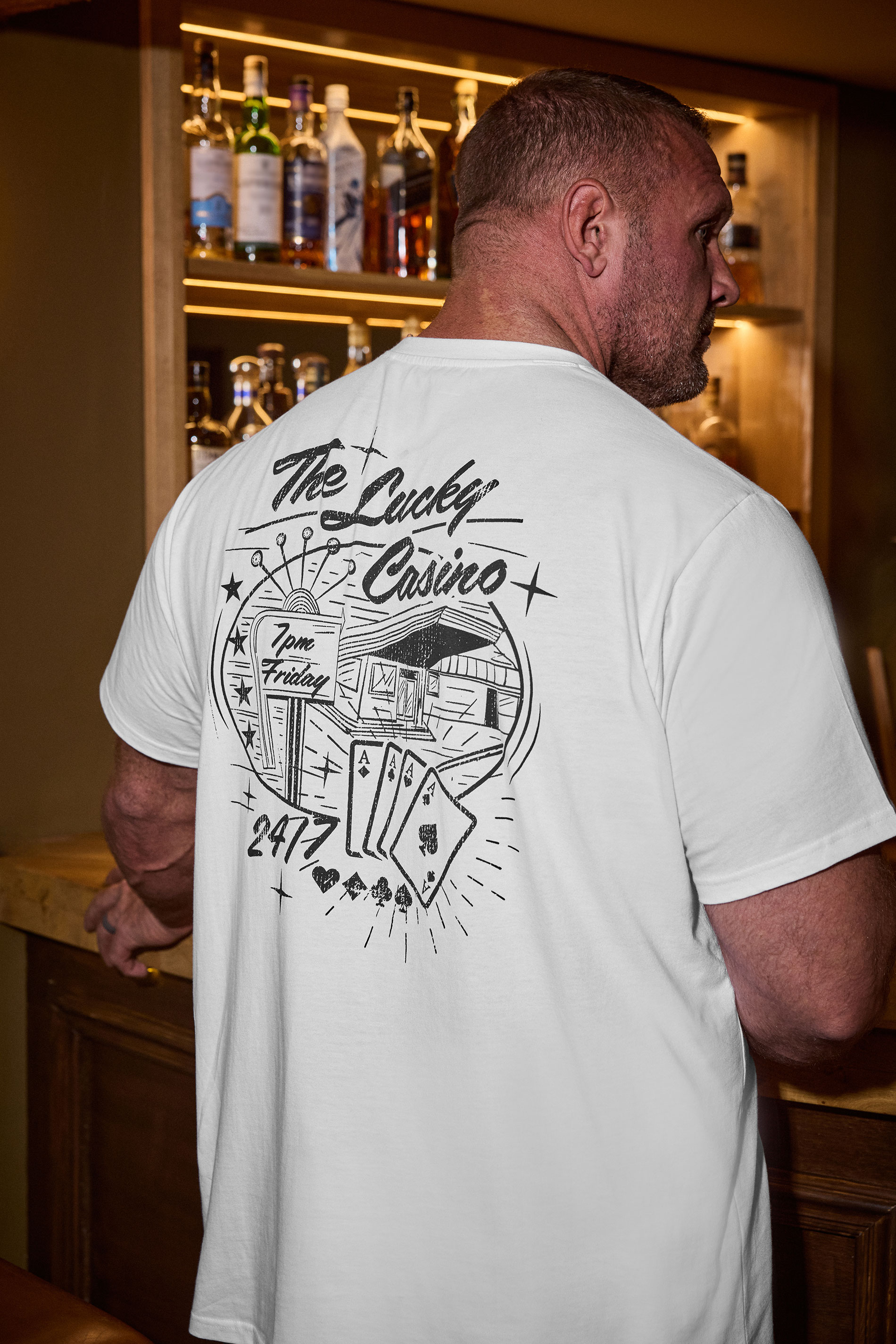 BadRhino Big & Tall White 'The Lucky Casino' Graphic T-Shirt | BadRhino 3