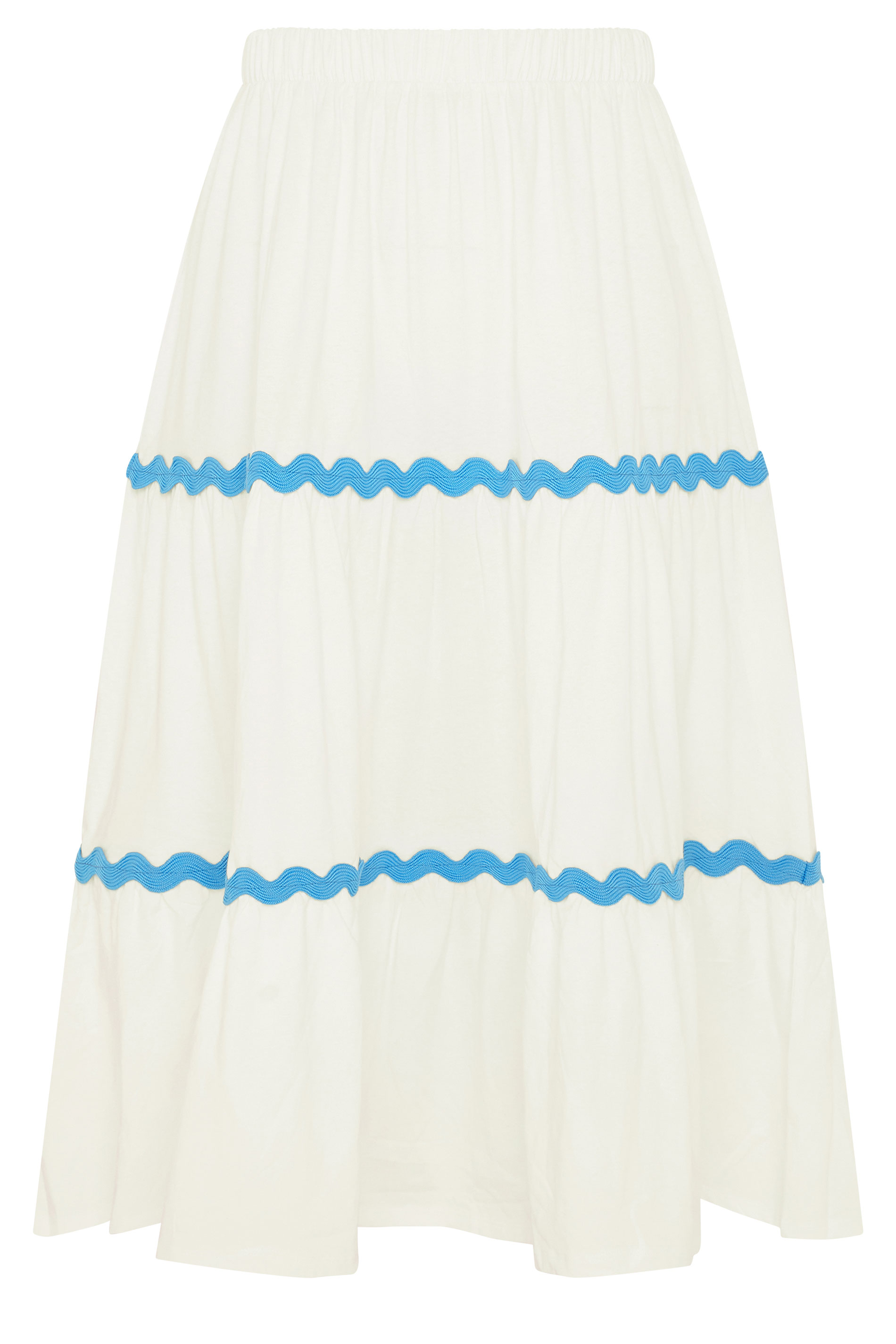 YOURS Plus Size White Wavy Detail Tiered Maxi Skirt | Yours Clothing 5