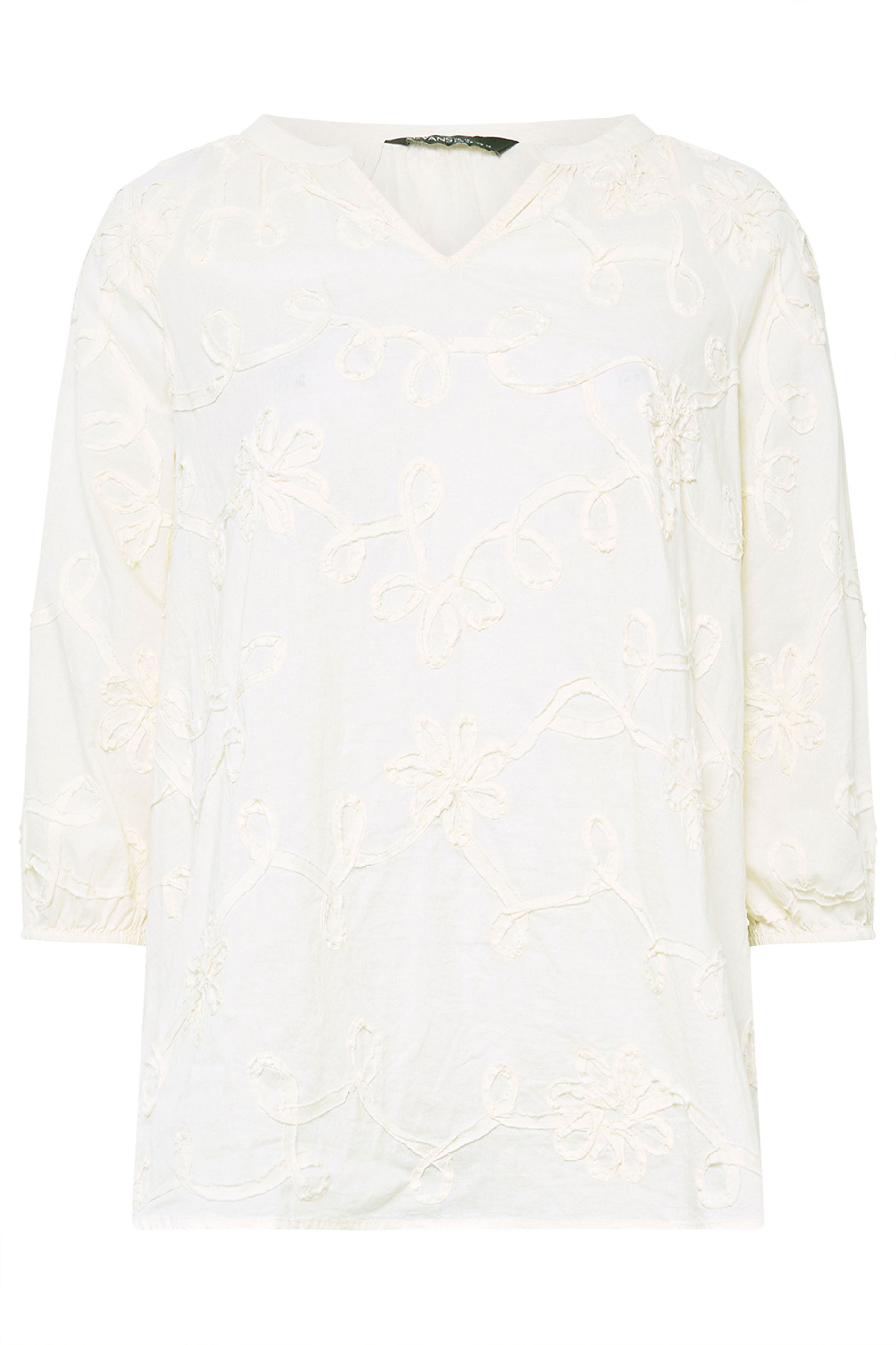 EVANS Plus Size Ivory White Floral Embroidered Cotton Blouse | Evans 6