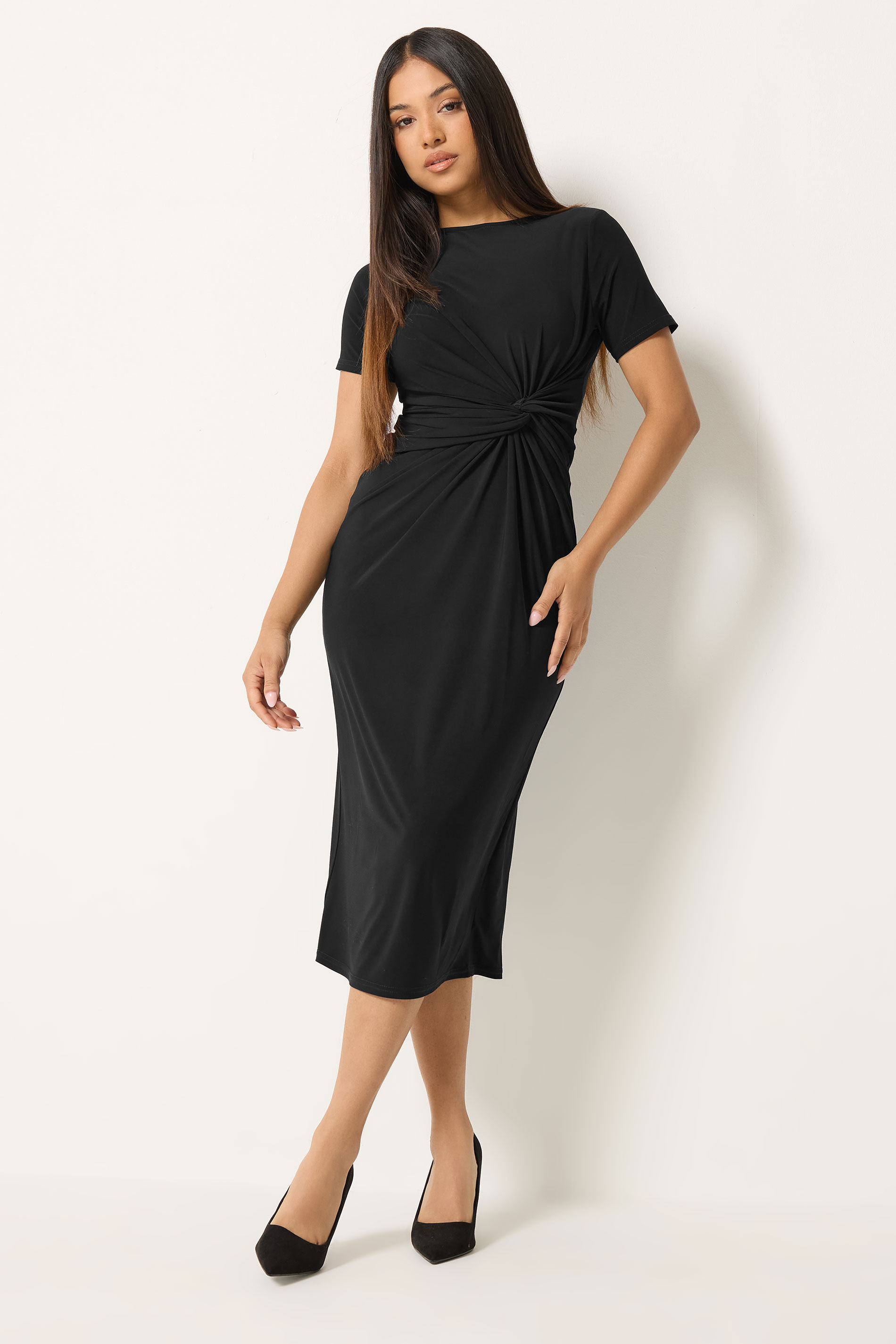 M&Co Petite Black Twist Front Maxi Dress | M&Co 1