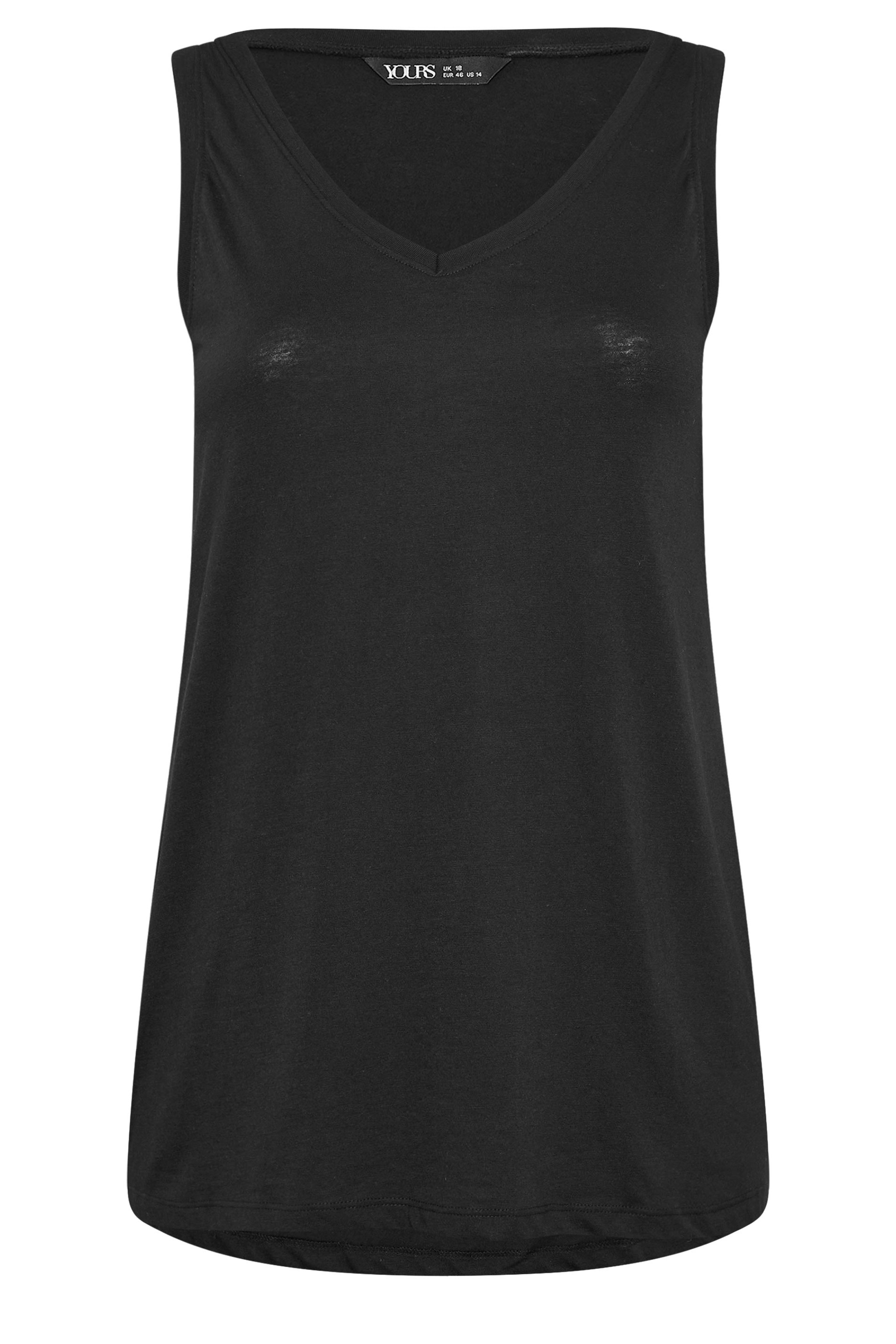 YOURS Plus Size Black V-Neck Core Vest Top | Yours Clothing 5