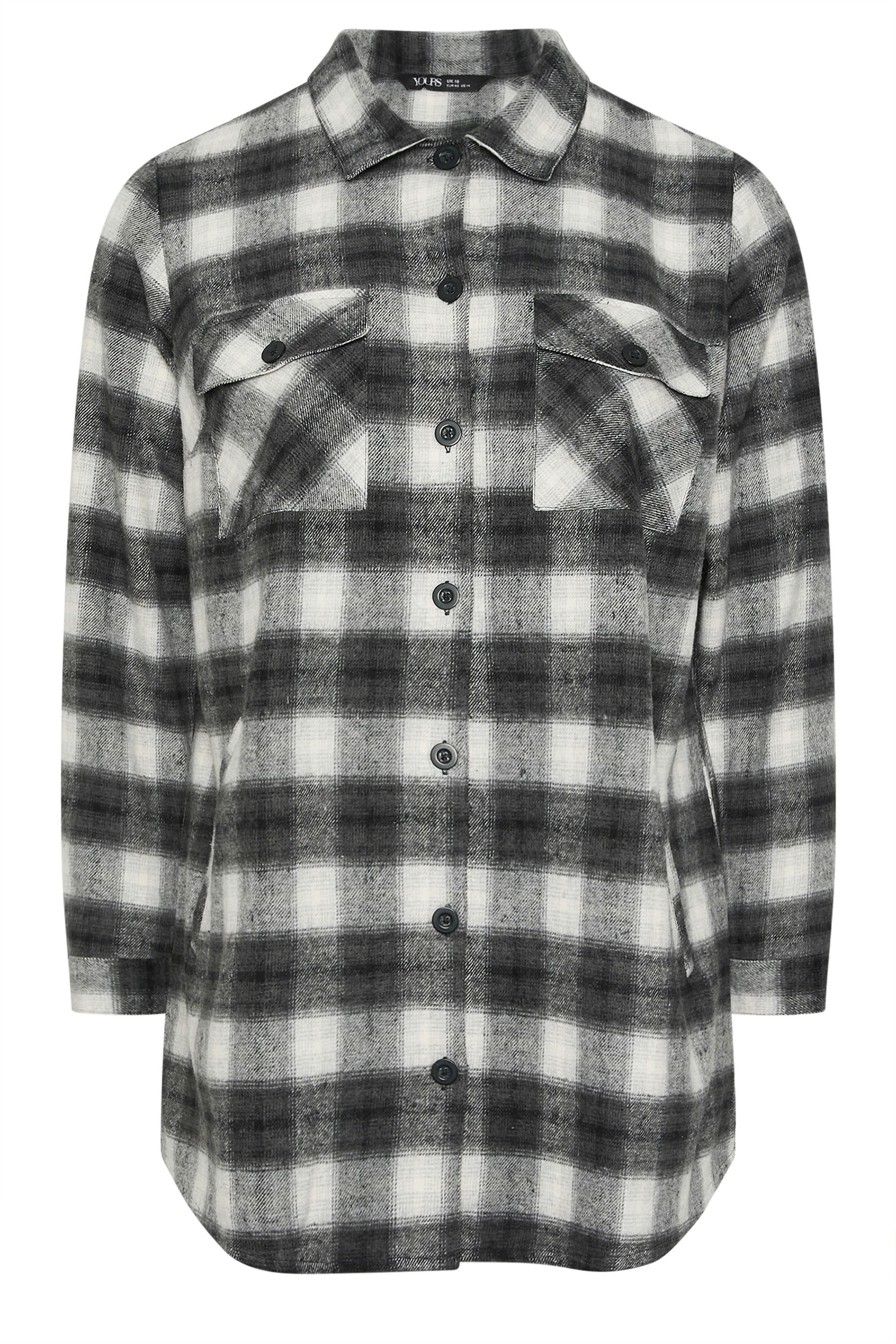 YOURS Plus Size Black & White Check Shacket | Yours Clothing 5