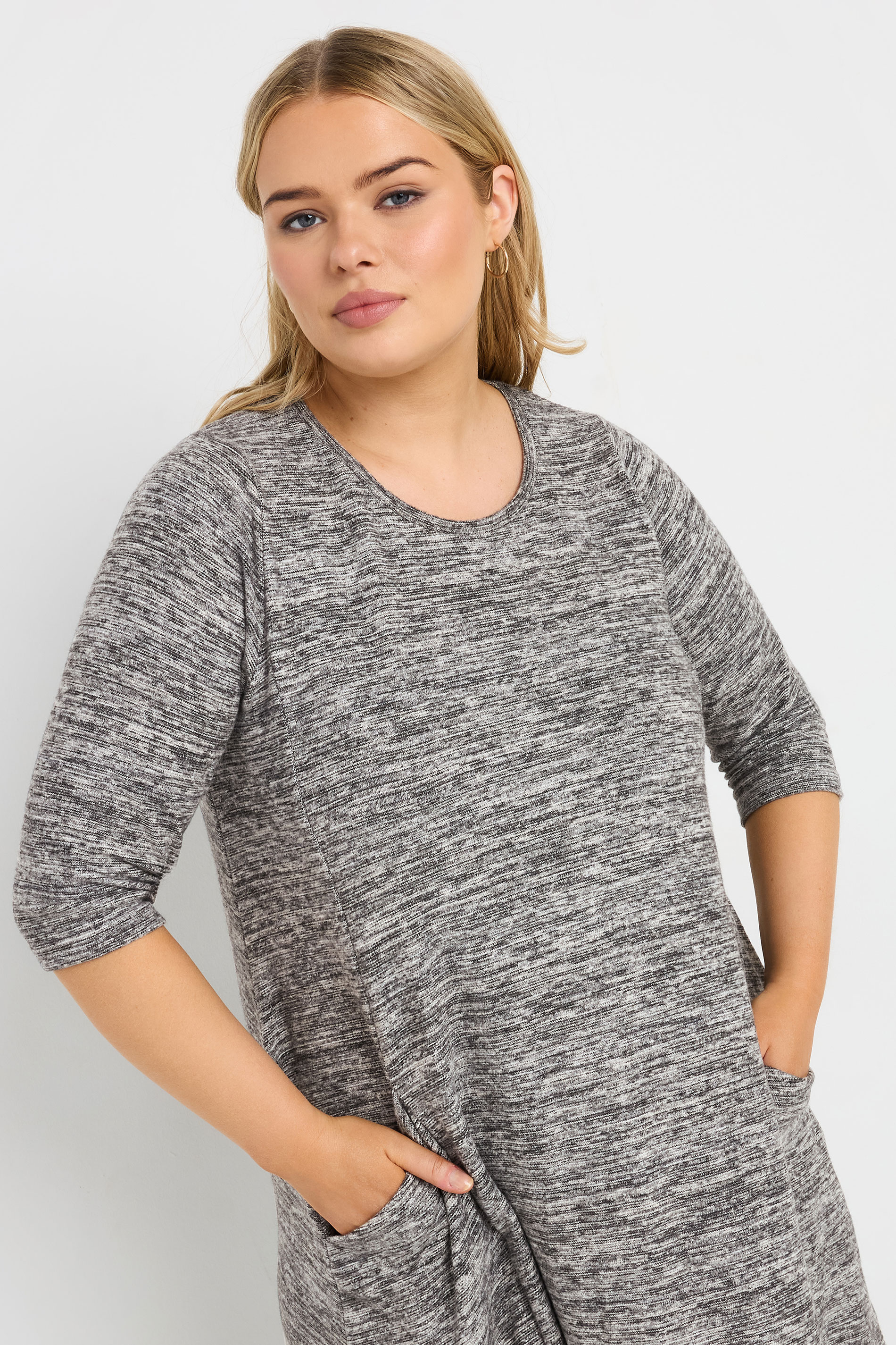 YOURS Curve Grey Soft Touch Pocket Dress | Yours Clothing 4