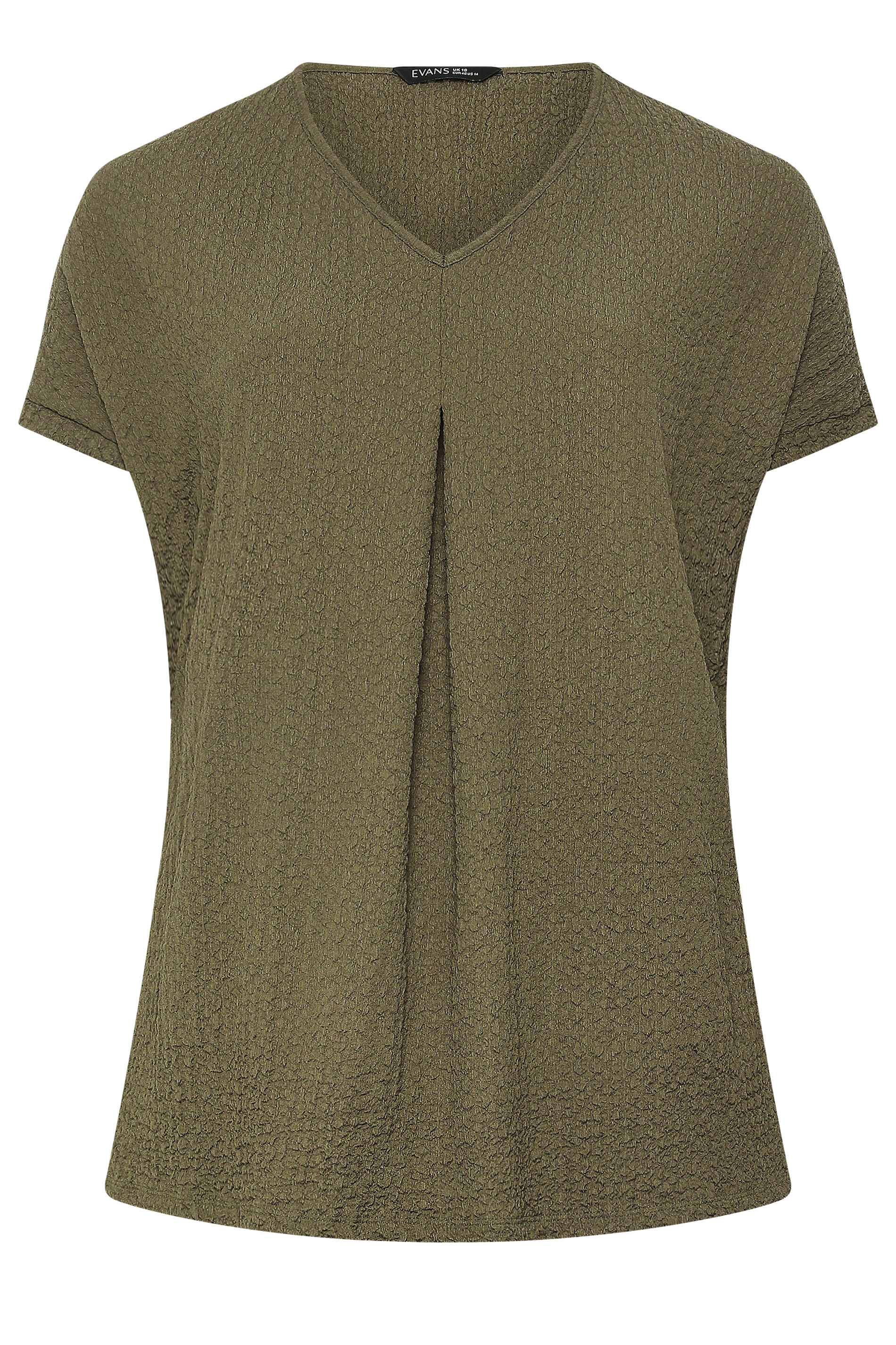 EVANS Plus Size Khaki Green Plisse Pleat Top | Evans 5