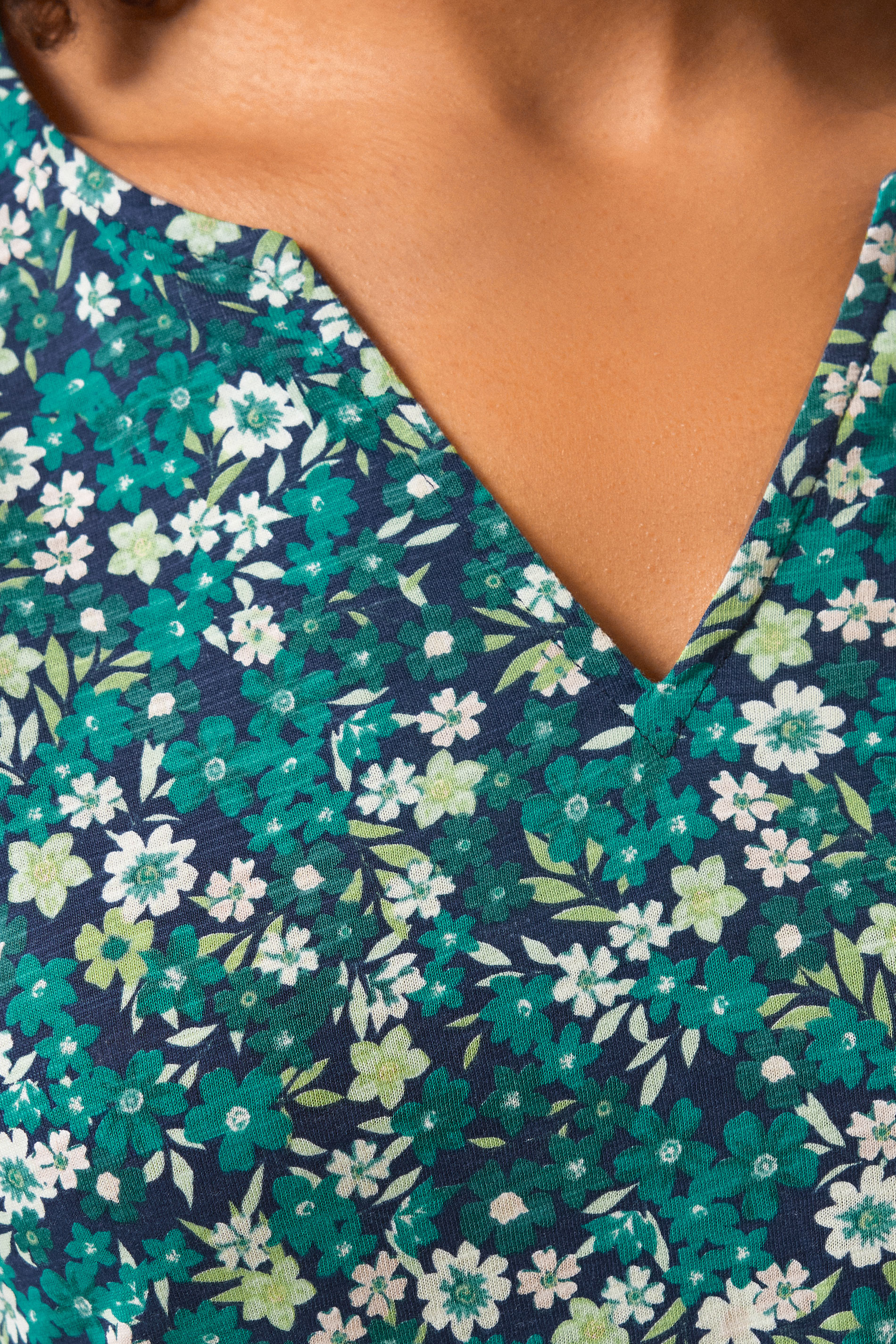 M&Co 2 Pack Light Green & Floral Print Cotton Notch Neck T-Shirts | M&Co 6