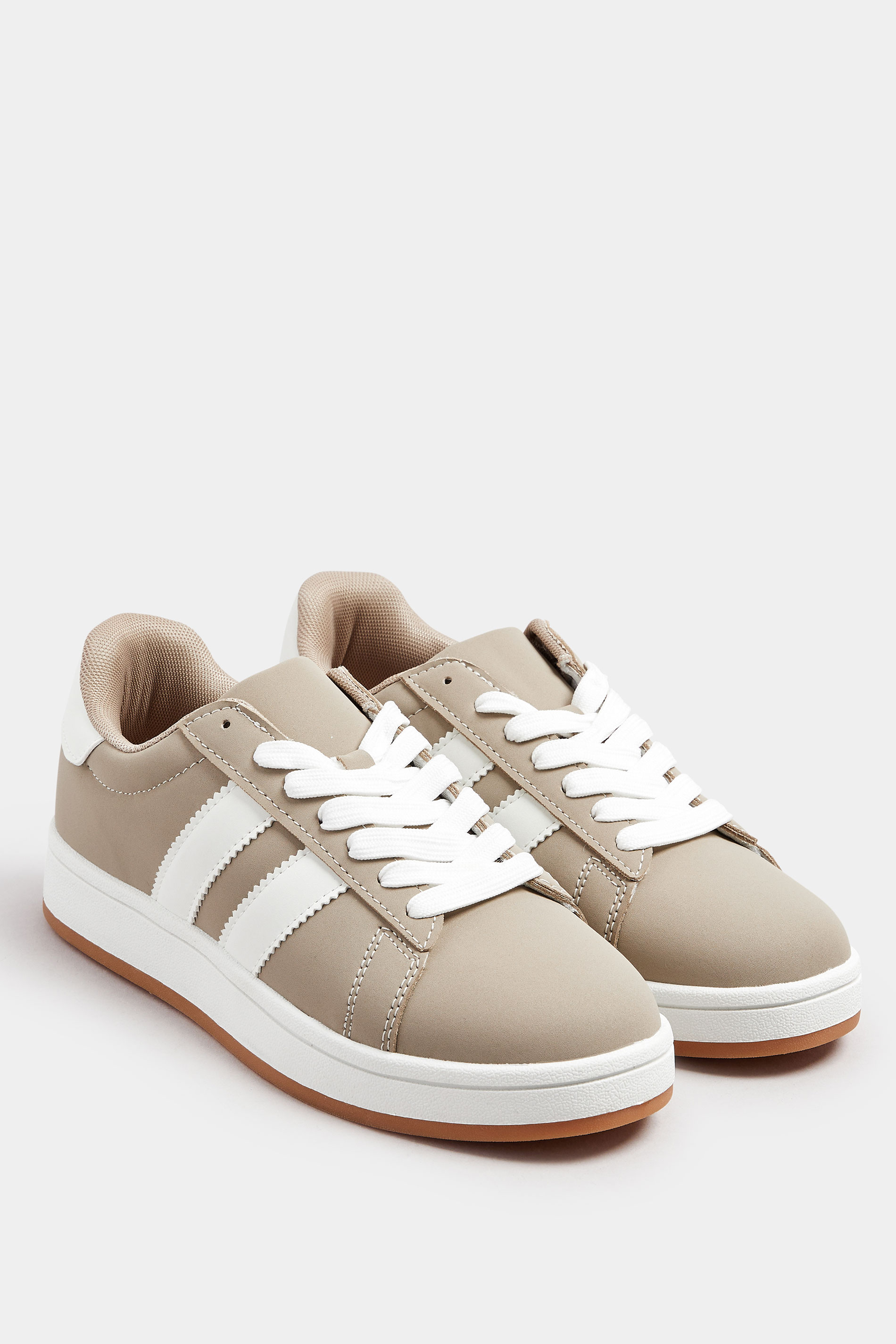 Mocha Brown Padded Lace Up Trainers In Wide E Fit | Yours Clothing 1