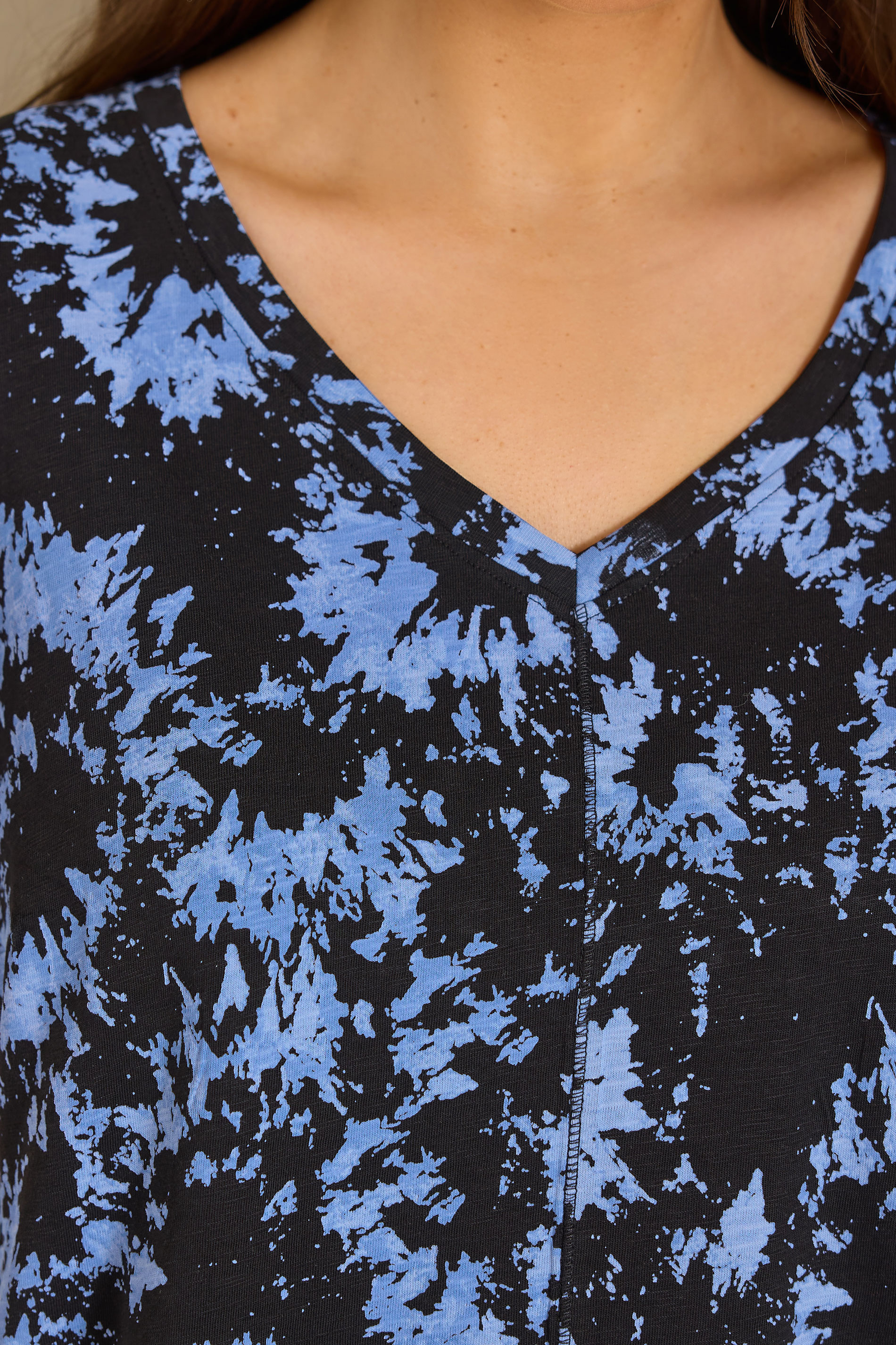 EVANS Plus Size Blue Tie Dye Cotton T-Shirt | Evans 4