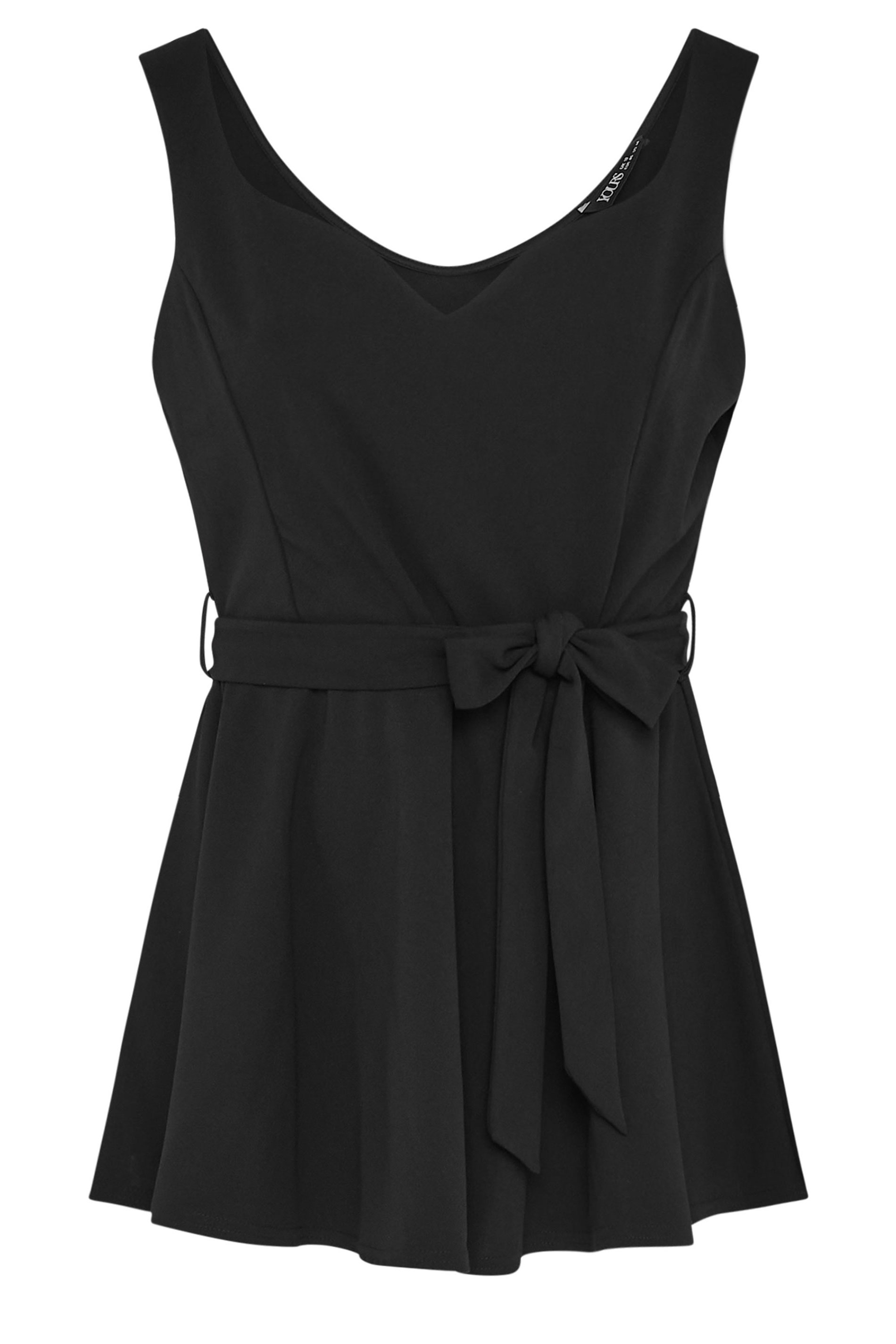 YOURS LONDON Plus Size Black Sleeveless Peplum Top | Yours Clothing 5
