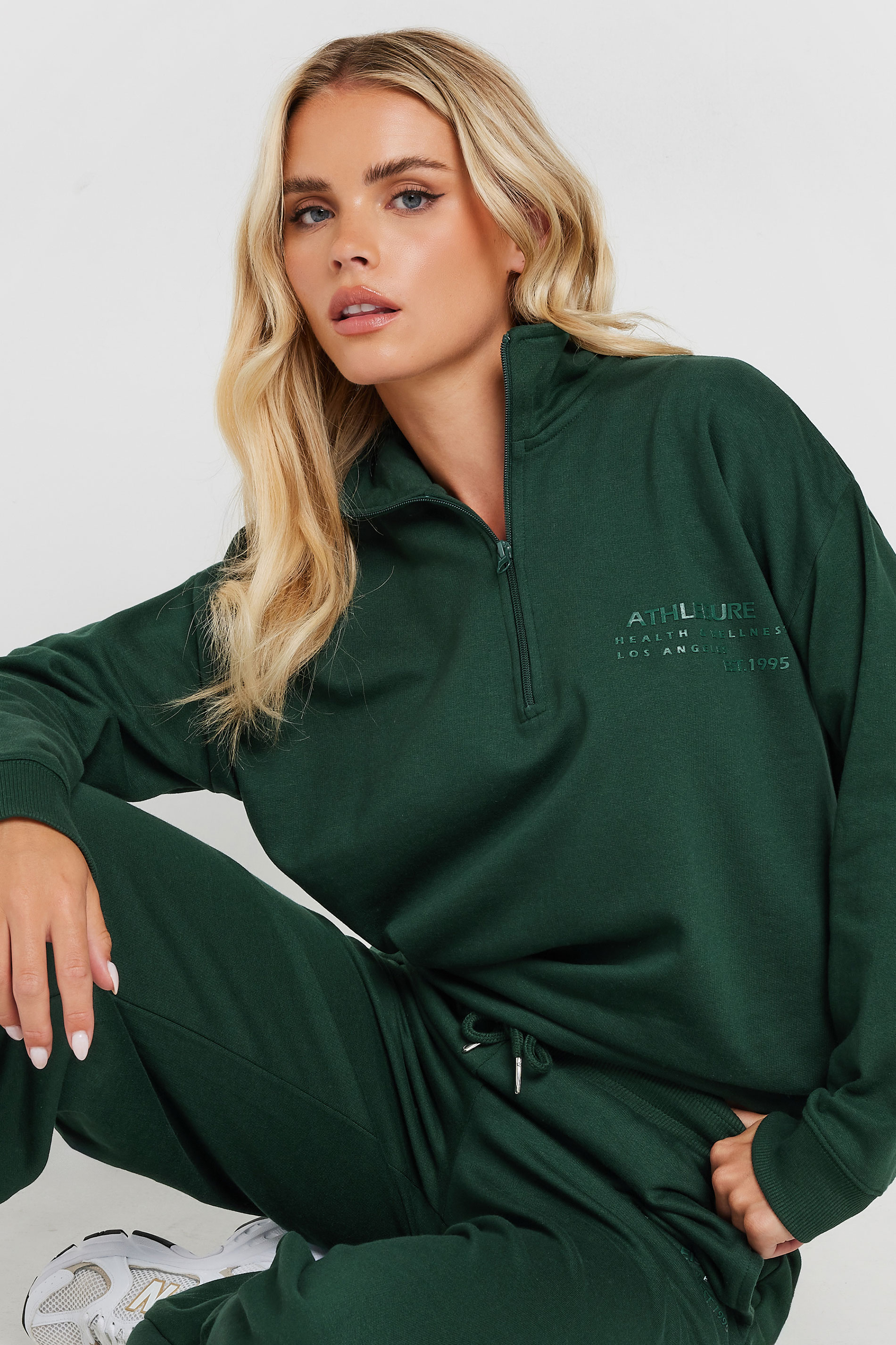 PixieGirl Petite Women's Forest Green High Neck Sweatshirt | PixieGirl 1