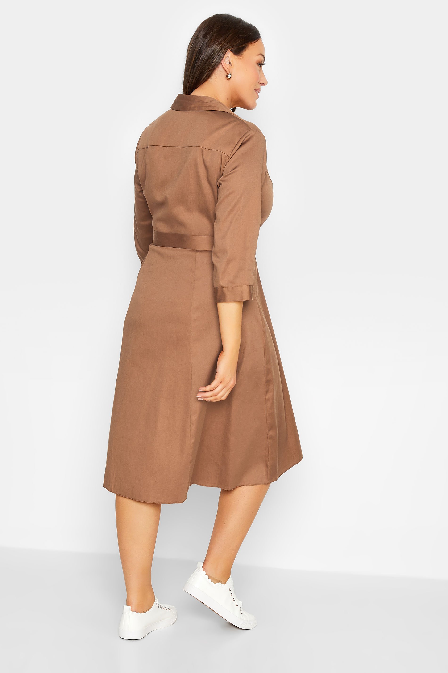 M&Co Brown Tie Waist Shirt Dress | M&Co 3