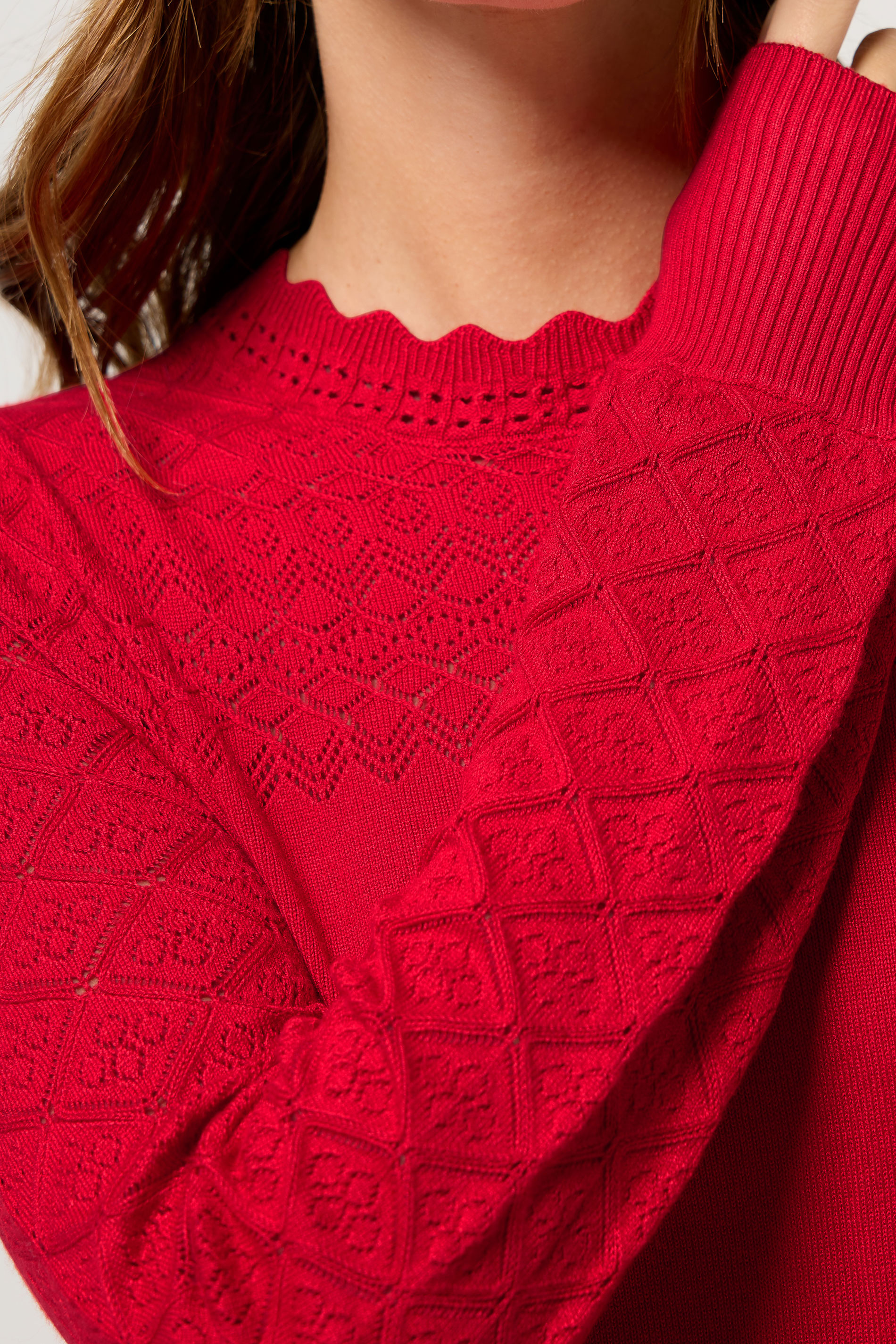M&Co Red Pointelle Sleeve Jumper | M&Co 6