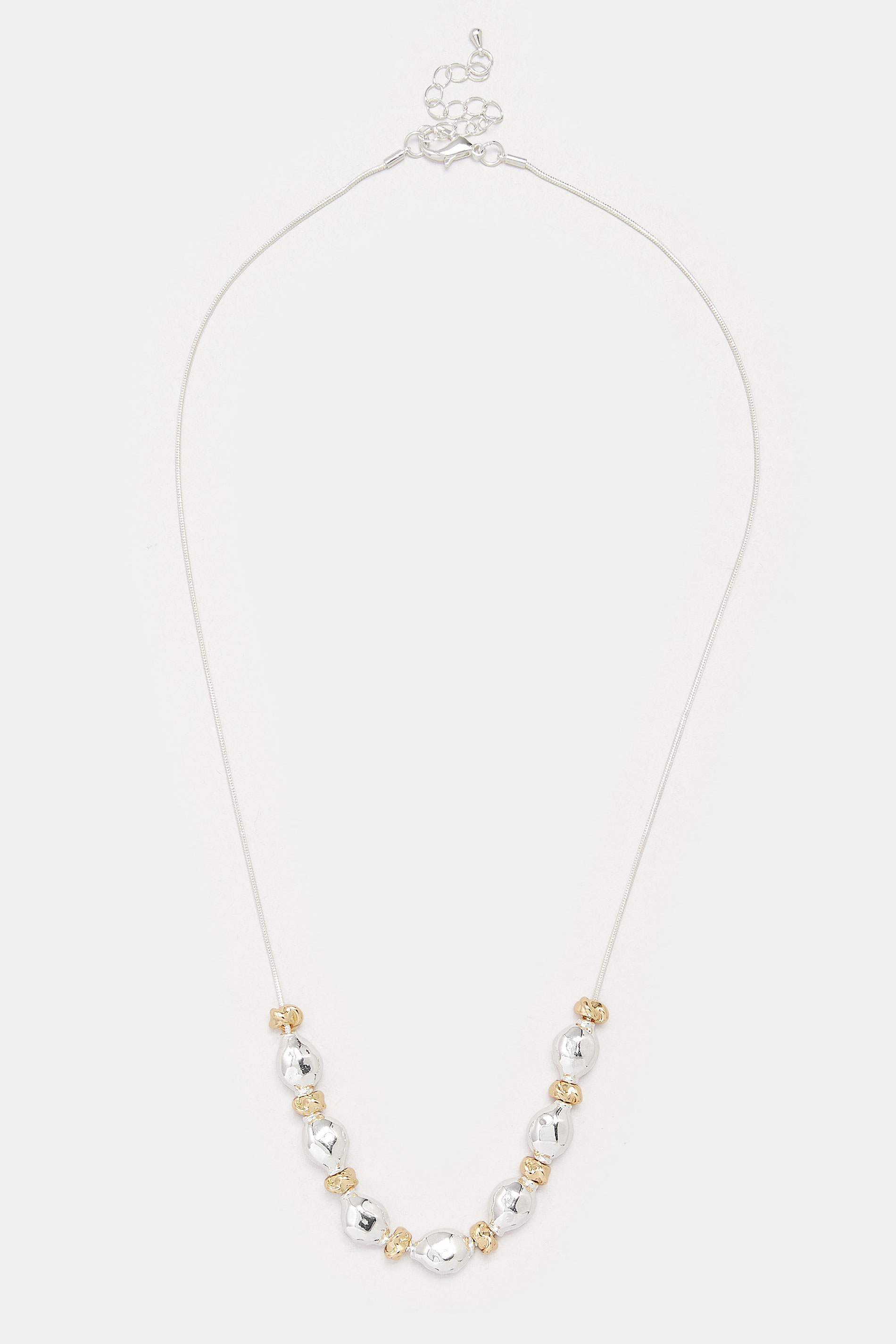 Silver Tone Multi Metals Beaded Necklace | Yours Clothing 3