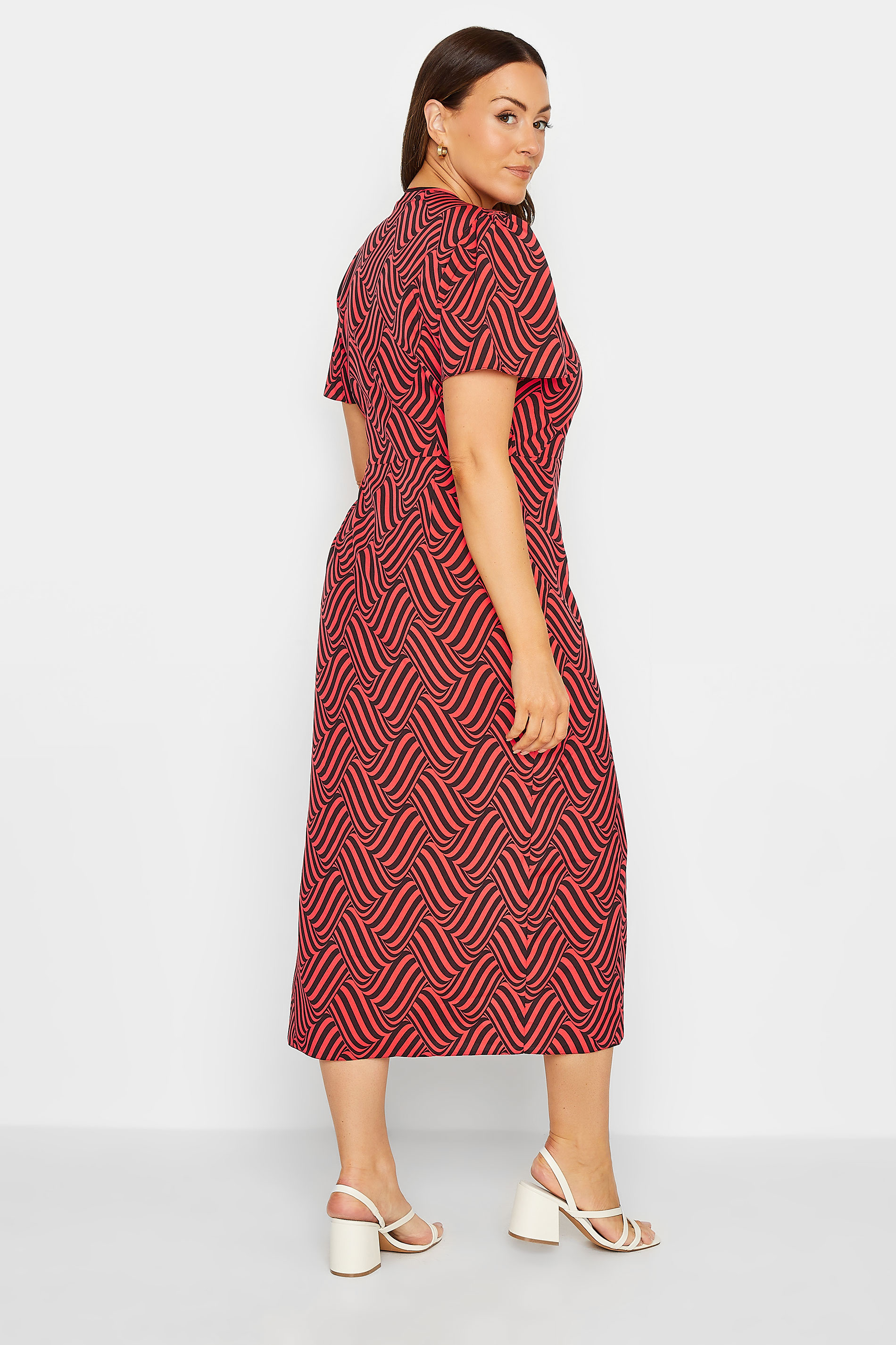 M&Co Red Abstract Stripe Wrap Dress | M&Co 3