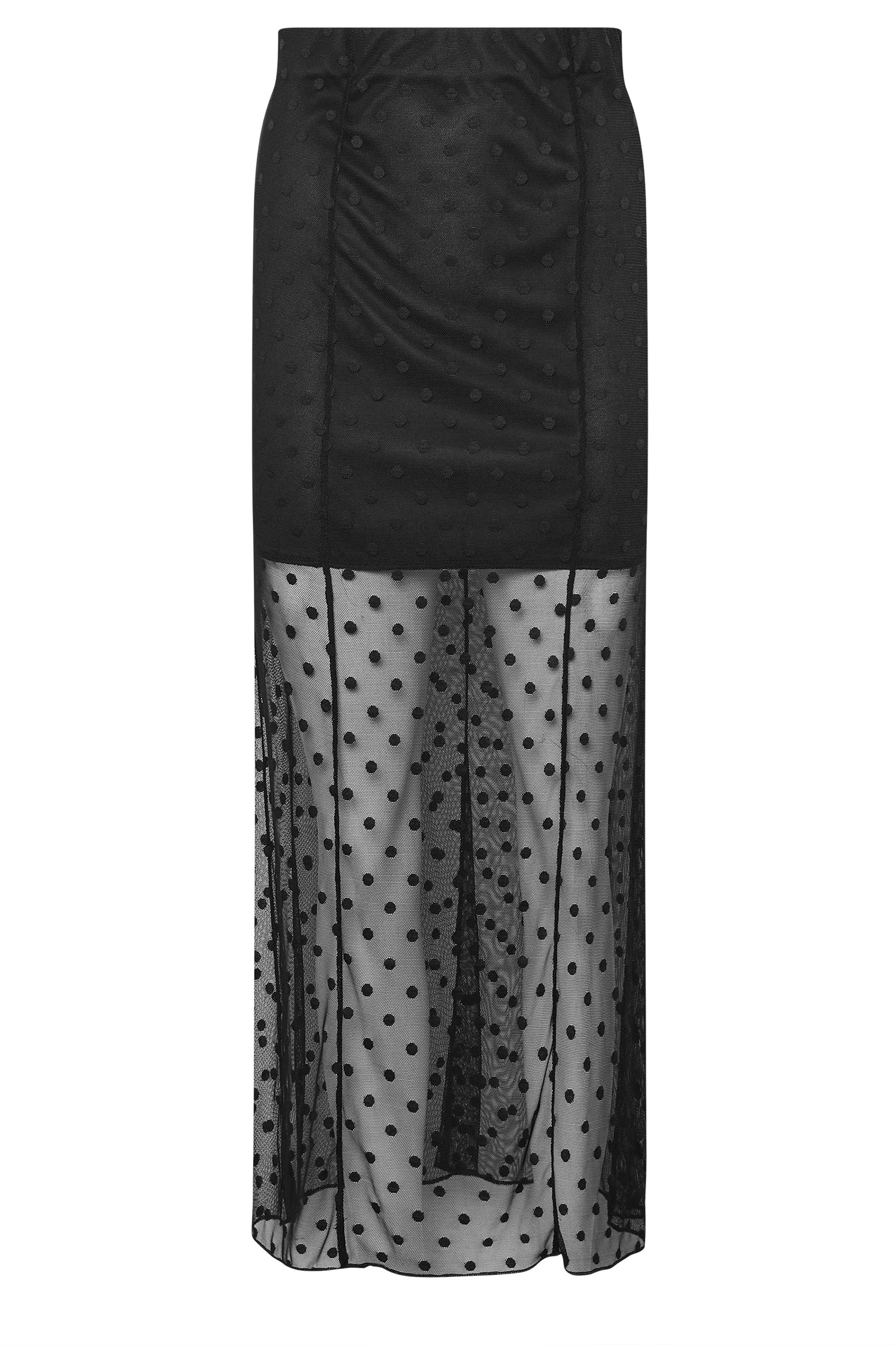 PixieGirl Petite Women's Black Polka Dot Mesh Maxi Skirt | PixieGirl 6