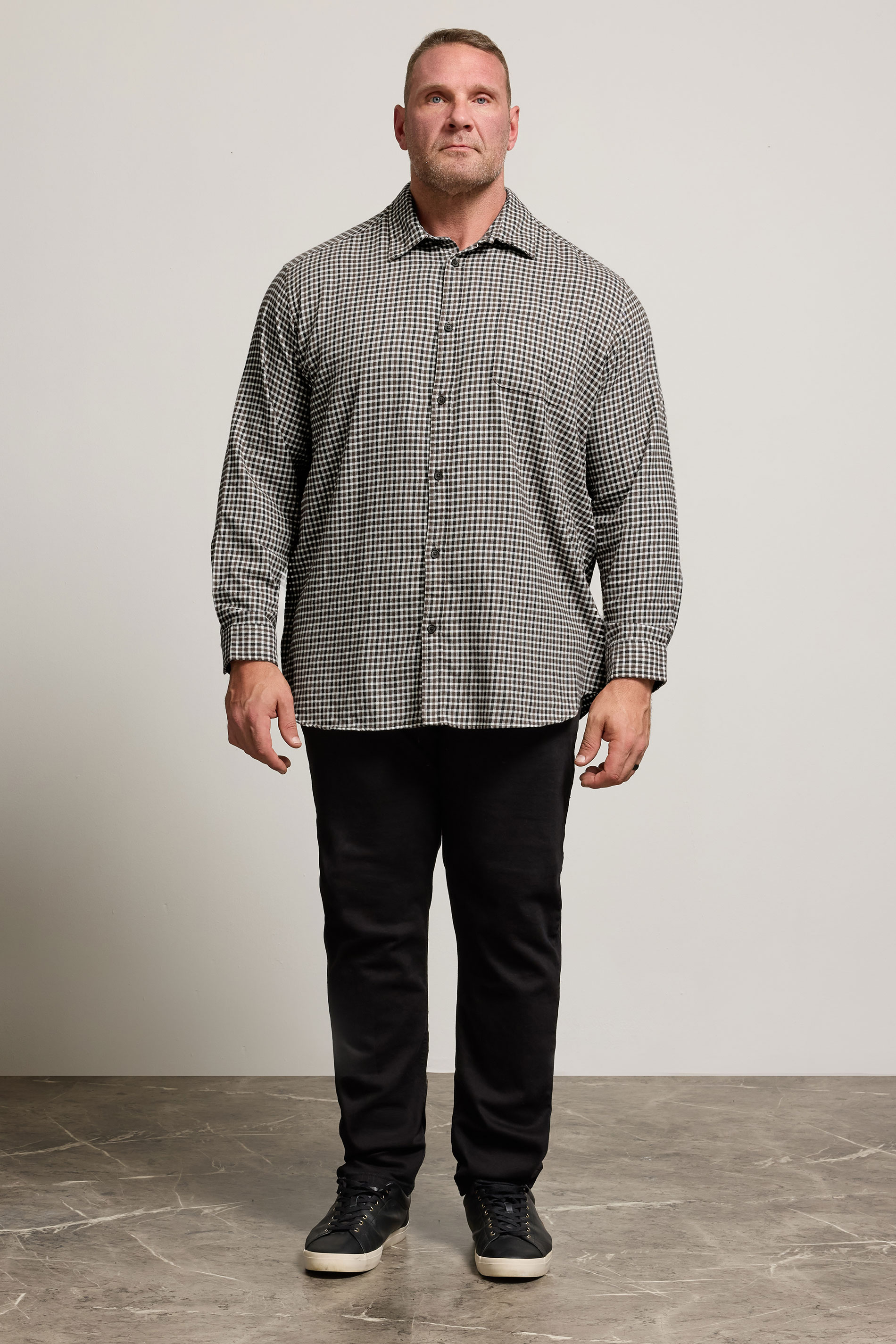JACK & JONES Big & Tall Navy Blue Mini Check Shirt | BadRhino 1