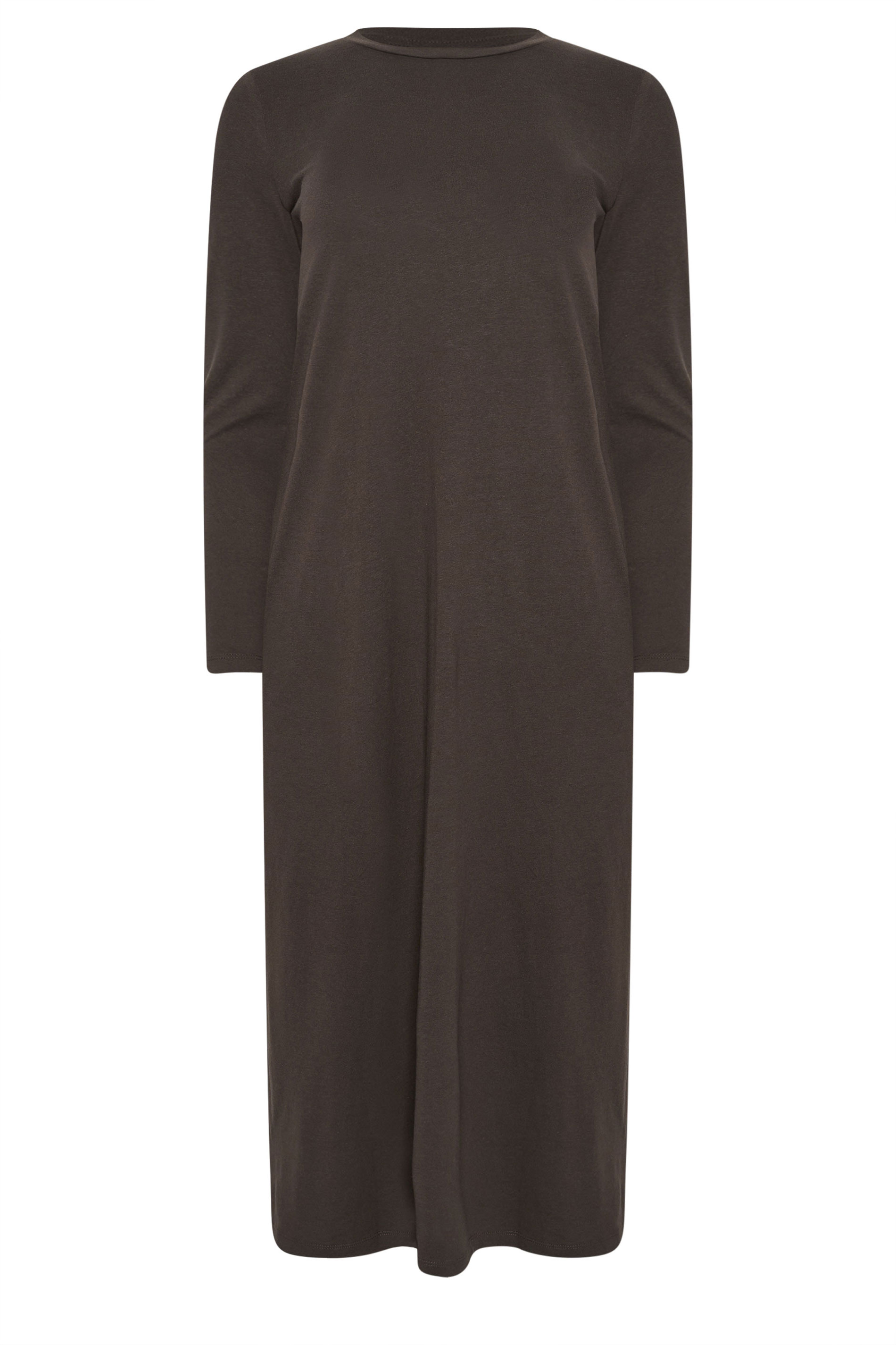 PixieGirl Petite Women's Chocolate Brown T-Shirt Cotton Maxi Dress | PixieGirl 5