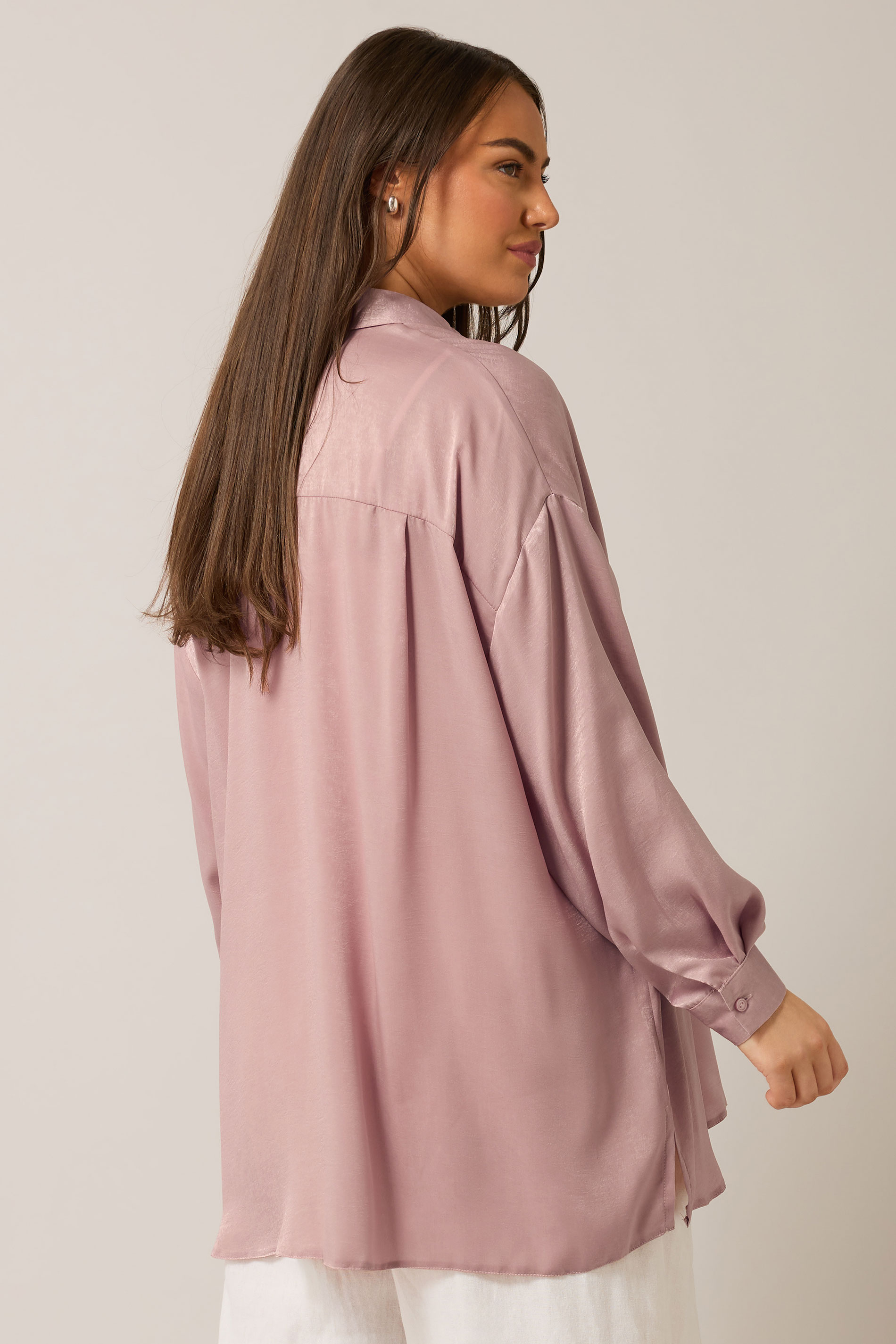EVANS Plus Size Light Pink Metallic Button Through Shirt | Evans 2