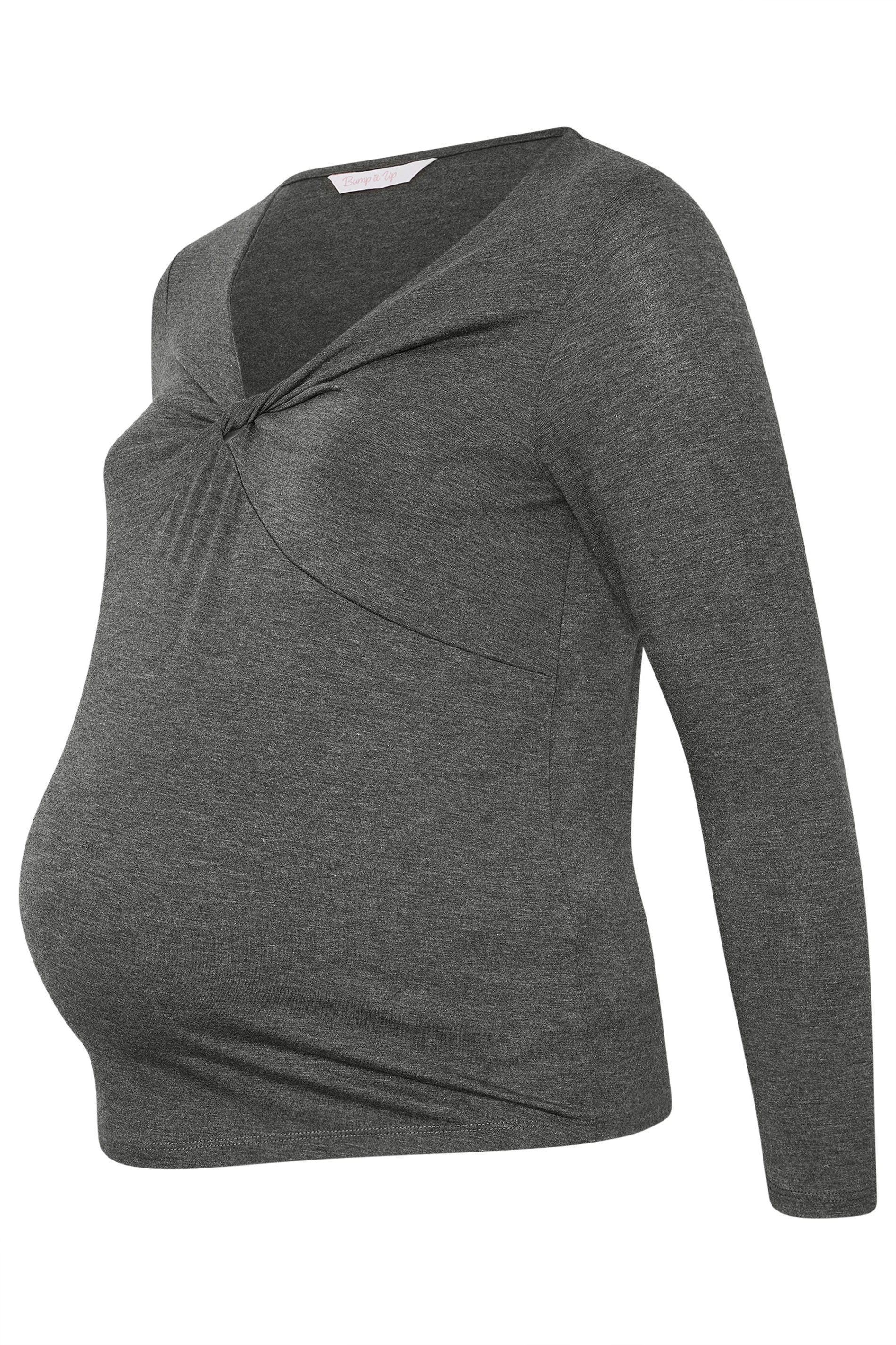 BUMP IT UP MATERNITY Plus Size Charcoal Grey Twist Front Top | Yours Clothing 6