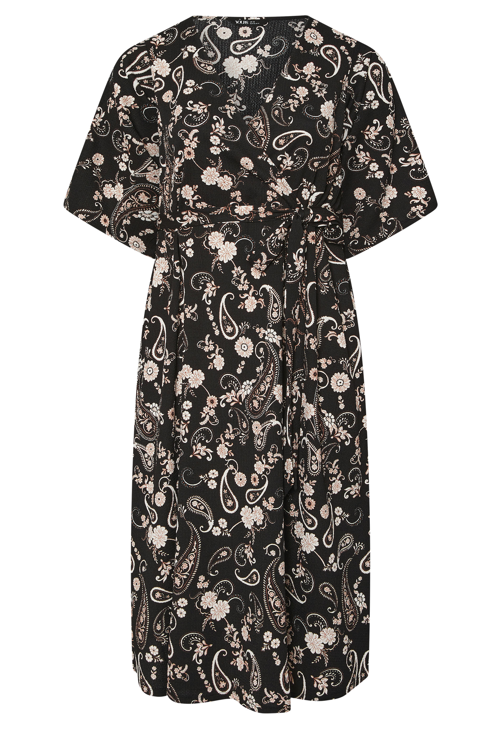 YOURS Plus Size Black Paisley Kimono Sleeve Maxi Wrap Dress | Yours Clothing 5