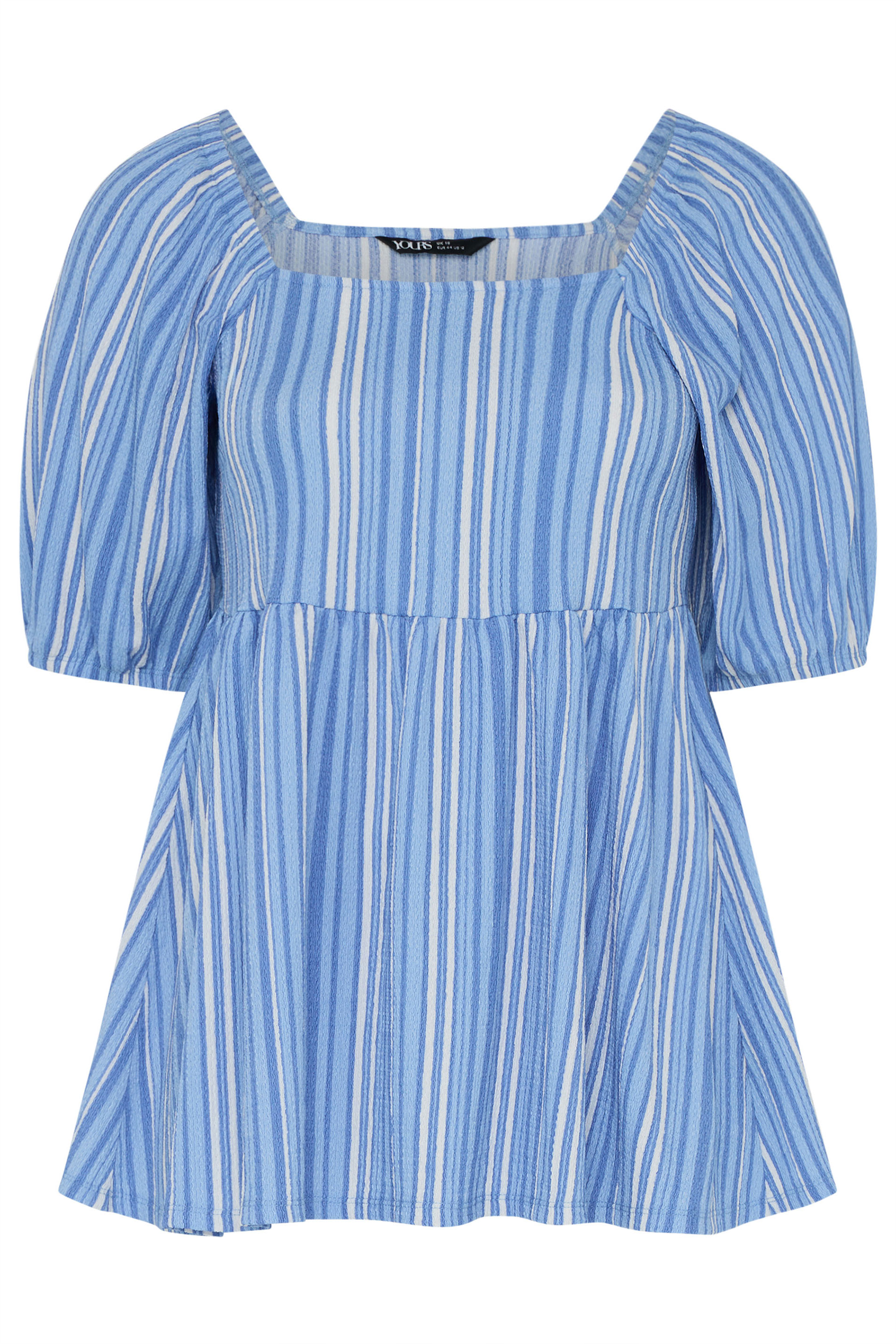 YOURS Plus Size Blue Stripe Peplum Top | Yours Clothing 5