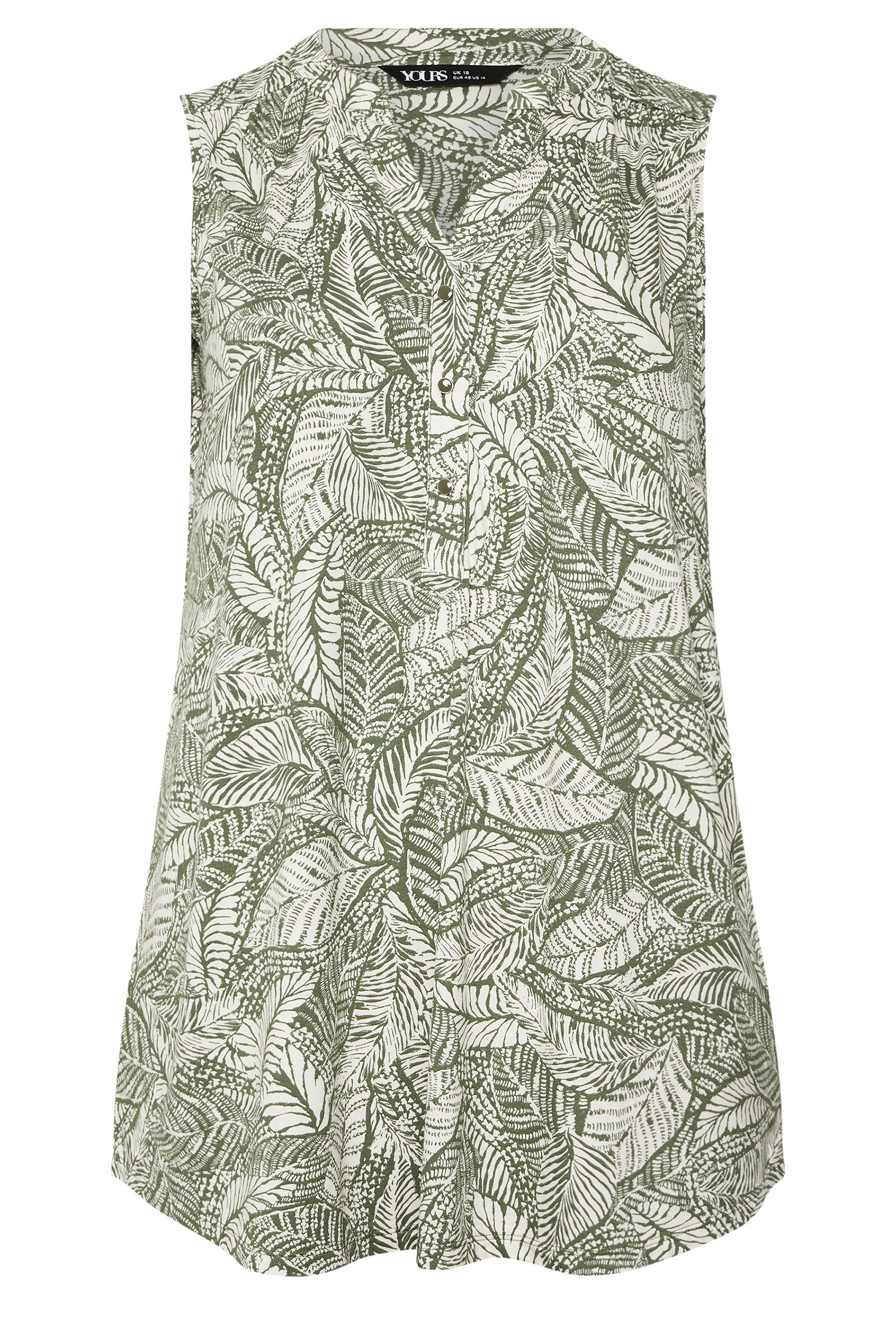 YOURS Plus Size Ivory White Leaf Print Sleeveless Blouse | Yours Clothing 5