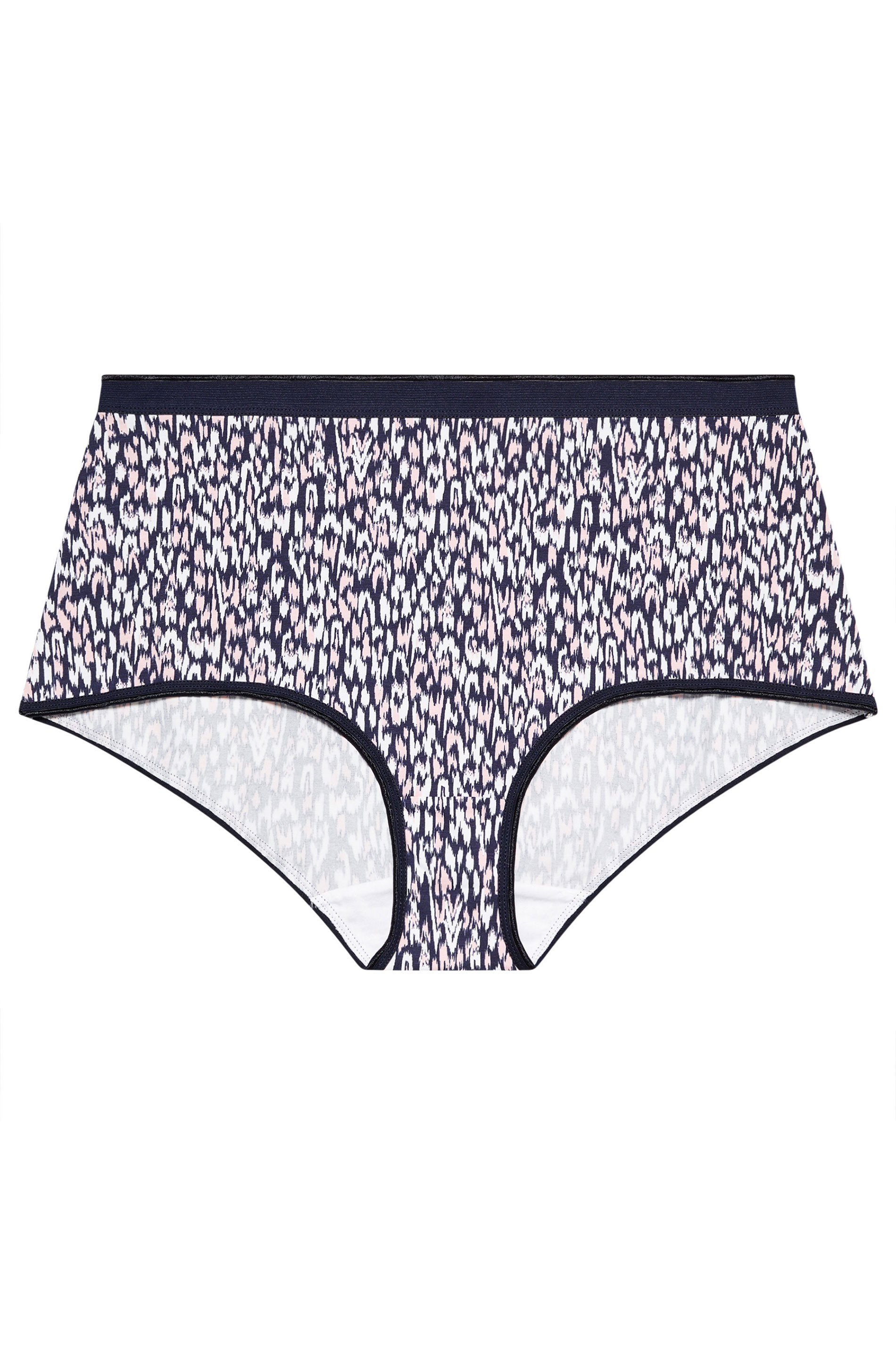 YOURSET 5 PACK Plus Size Navy Blue Leopard Print Full Briefs | Yours Clothing 6