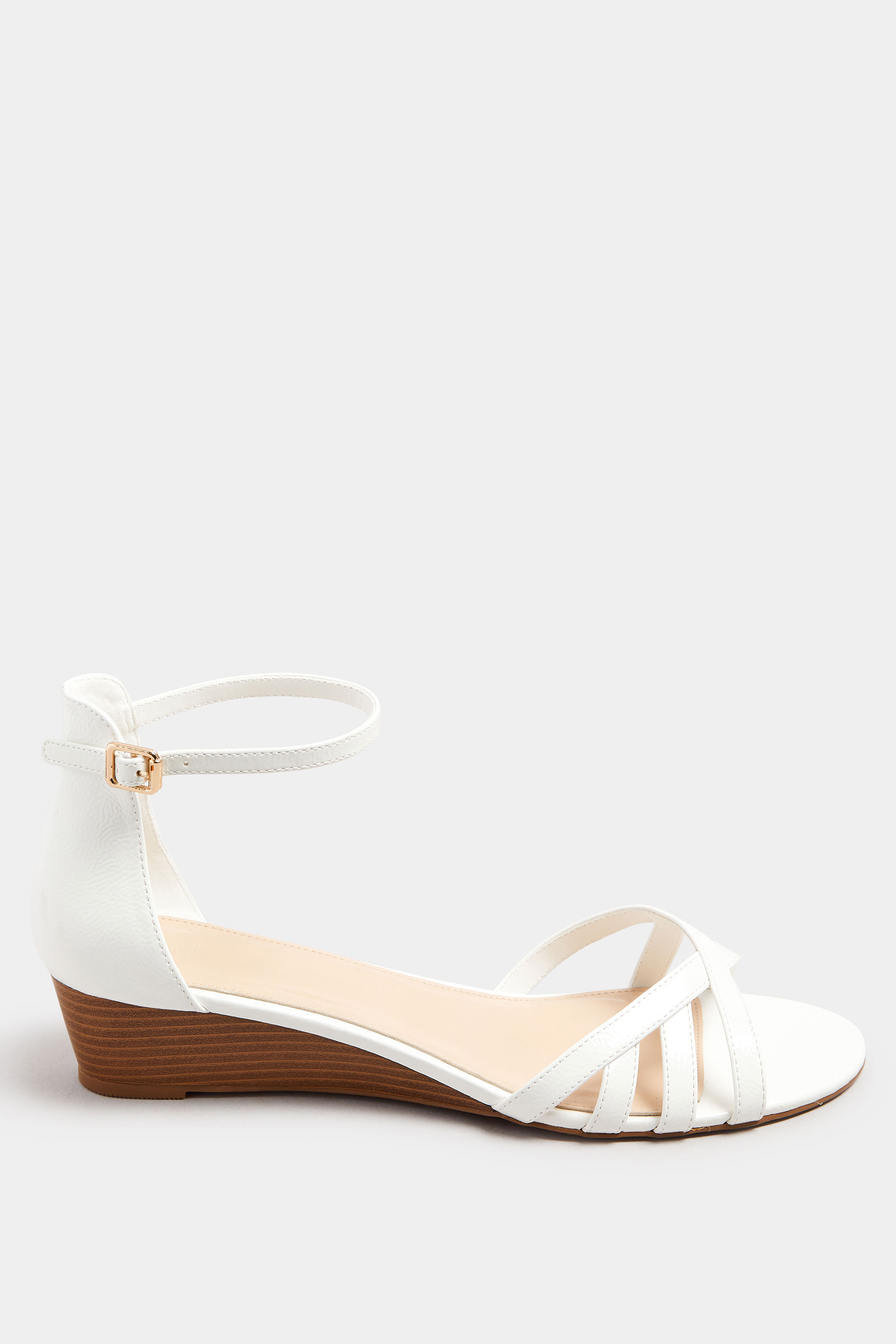 LTS White Mid Heel Wedge Sandals In Standard Fit | Long Tall Sally 2