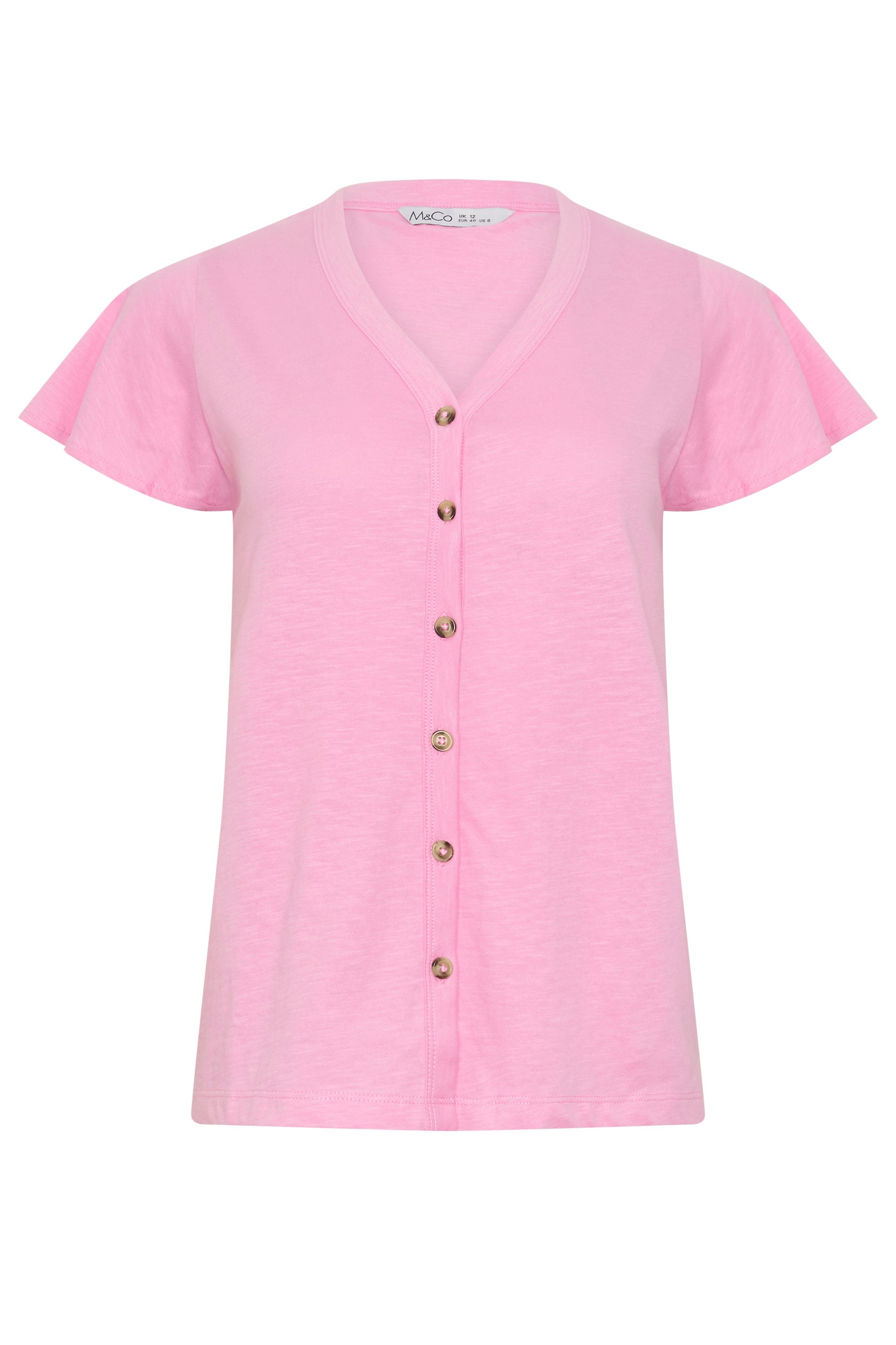 M&Co Pink Cotton Frill Sleeve Blouse | M&Co 5