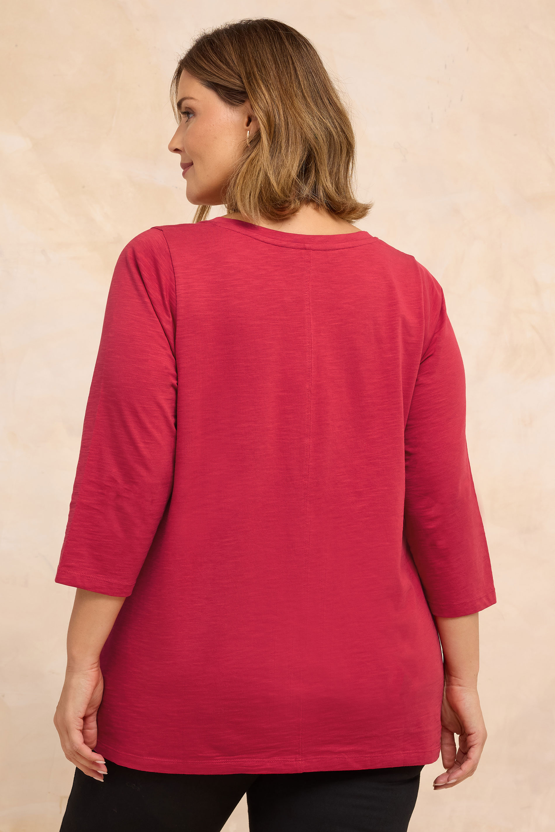 EVANS Plus Size Red V-Neck Cotton Top | Evans 2