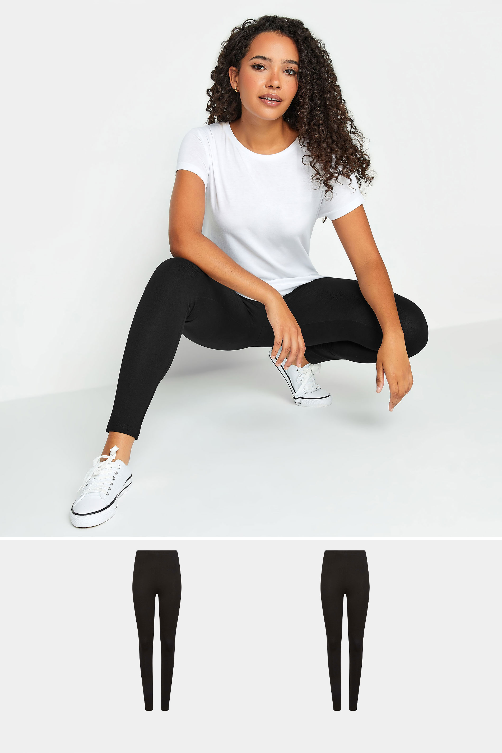 Women's Black M&Co M&Co 2 Pack Stretch Cotton Leggings Size Regular > 26-28