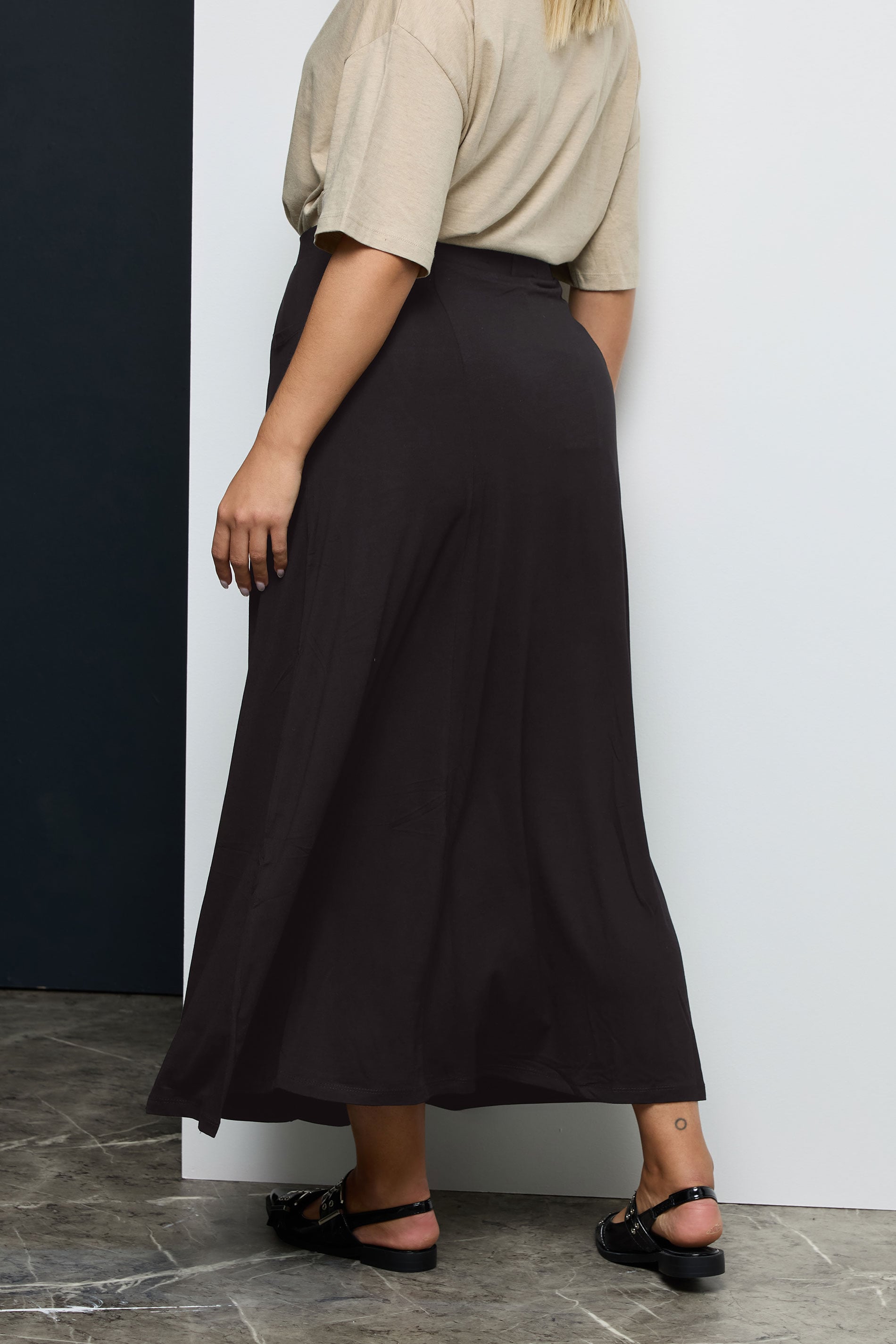 Black Maxi Jersey Strtech Skirt With Pockets, Plus size 16 to 36 2