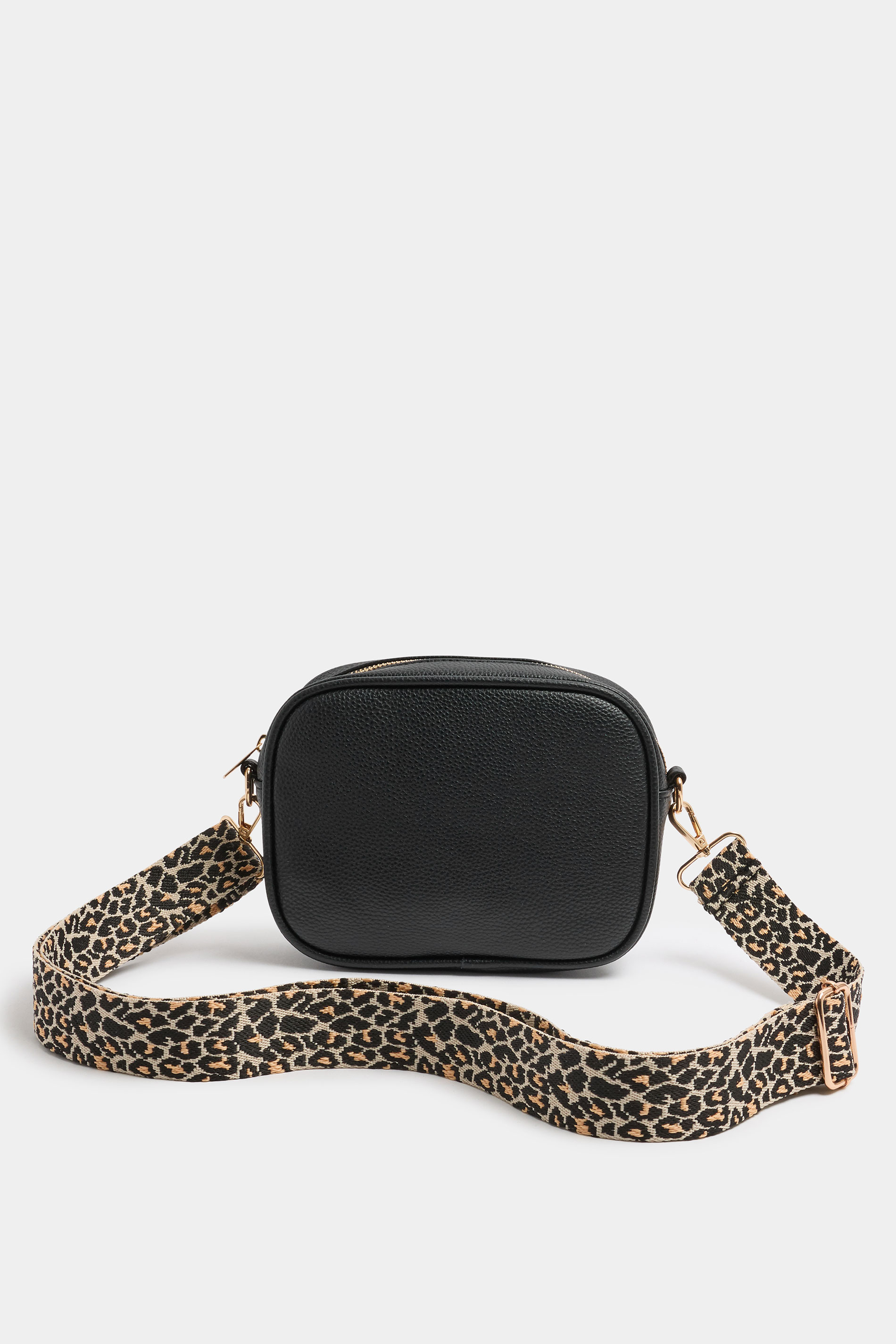 Black Faux Leather Leopard Strap Shoulder Bag | Yours Clothing 3
